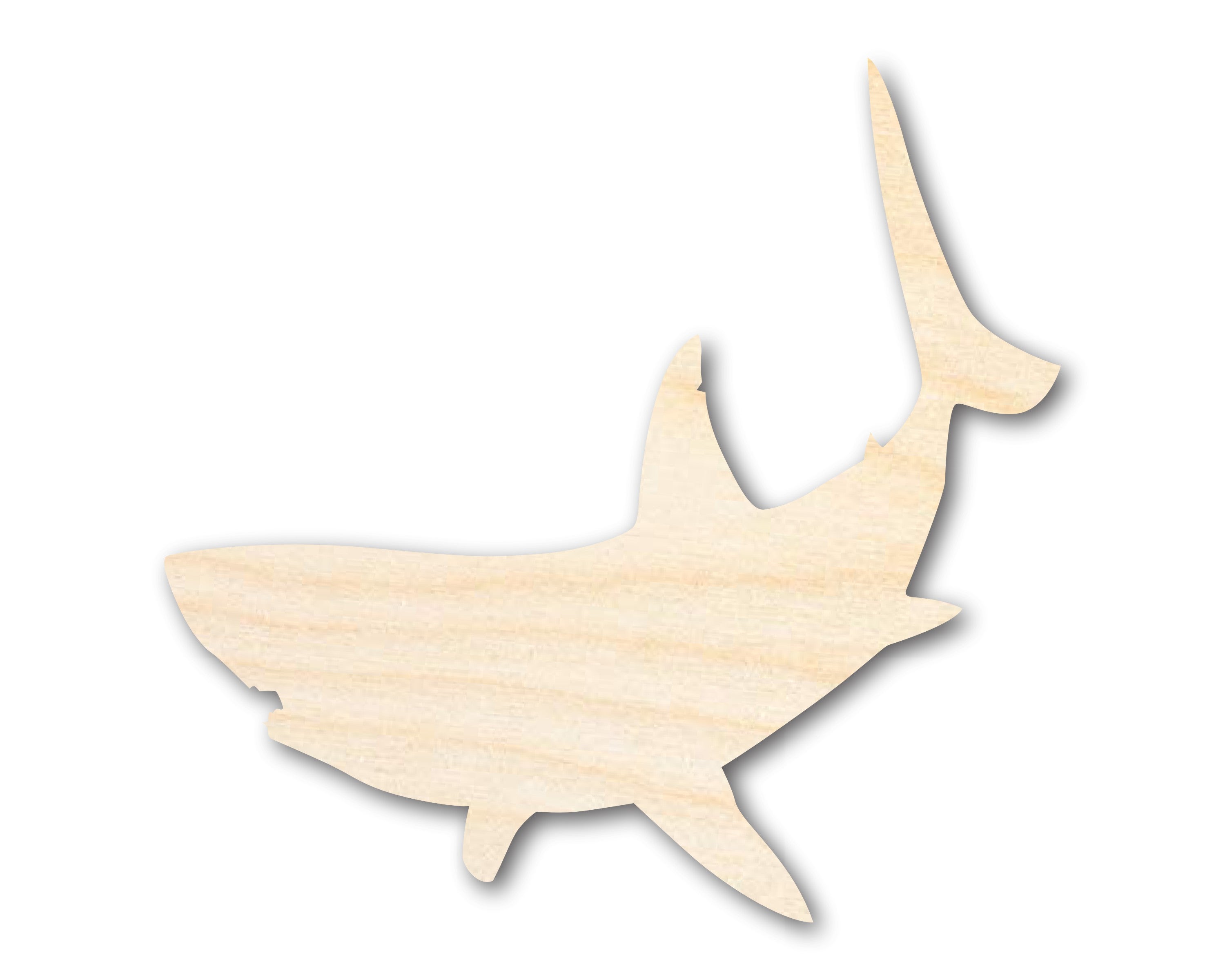 Enhanced DIY Craft Cutout: Unfinished Wood Shape of a Great White Shark in the Bigger Better Collection