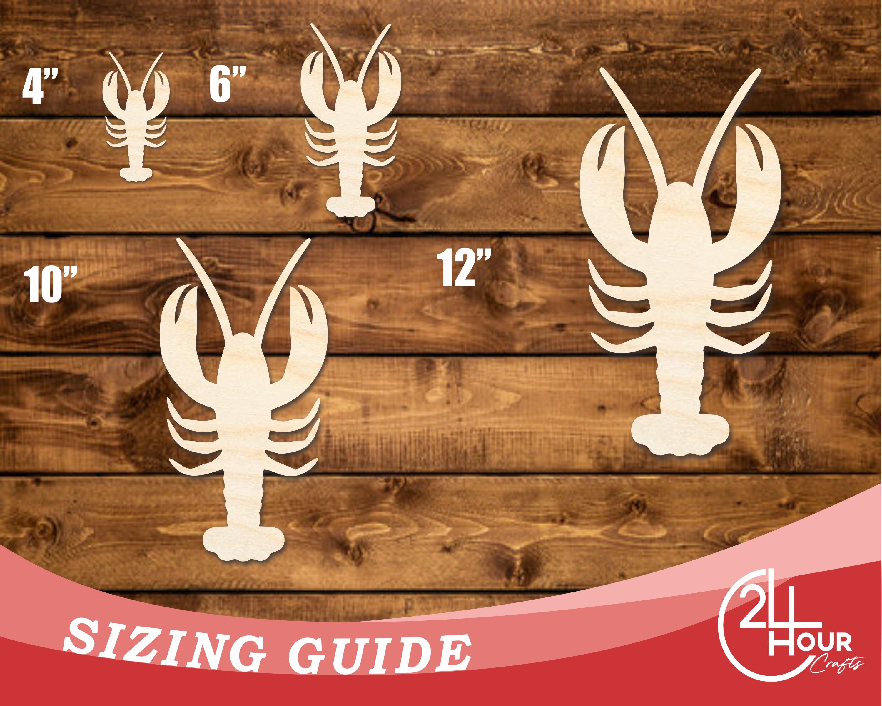 DIY Unfinished Baltic Birch Crawfish Shape Cutouts up to 46 Inches