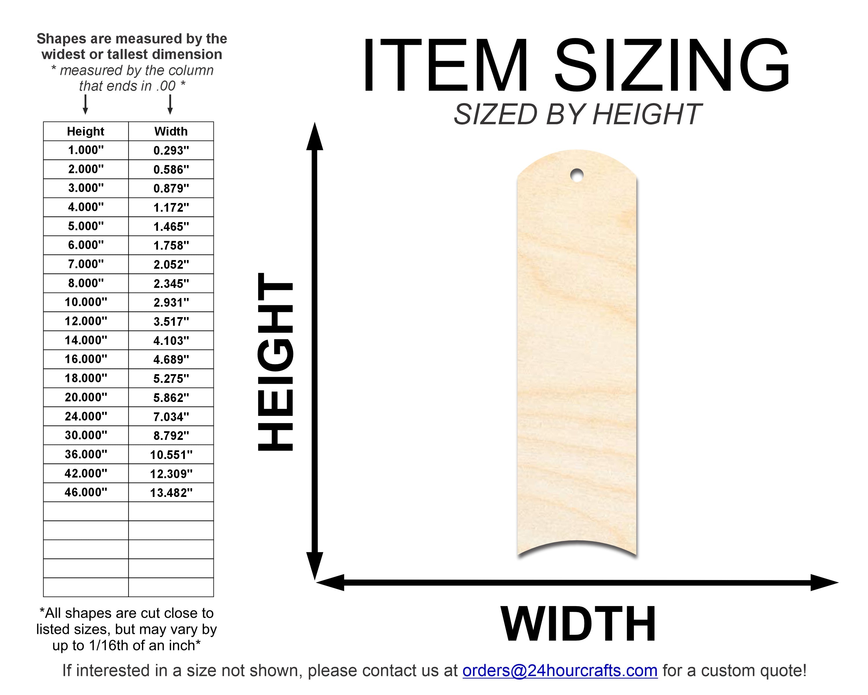DIY Unfinished Baltic Birch Rounded Dome Bookmark Cutouts up to 12 Inches