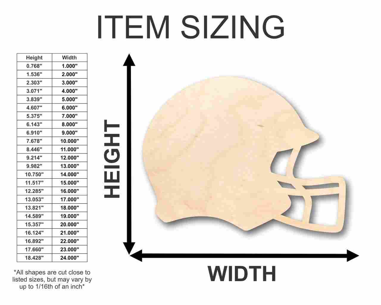 DIY Unfinished NFL - Style Sanded Wood Football Helmet Shape (up to 46)