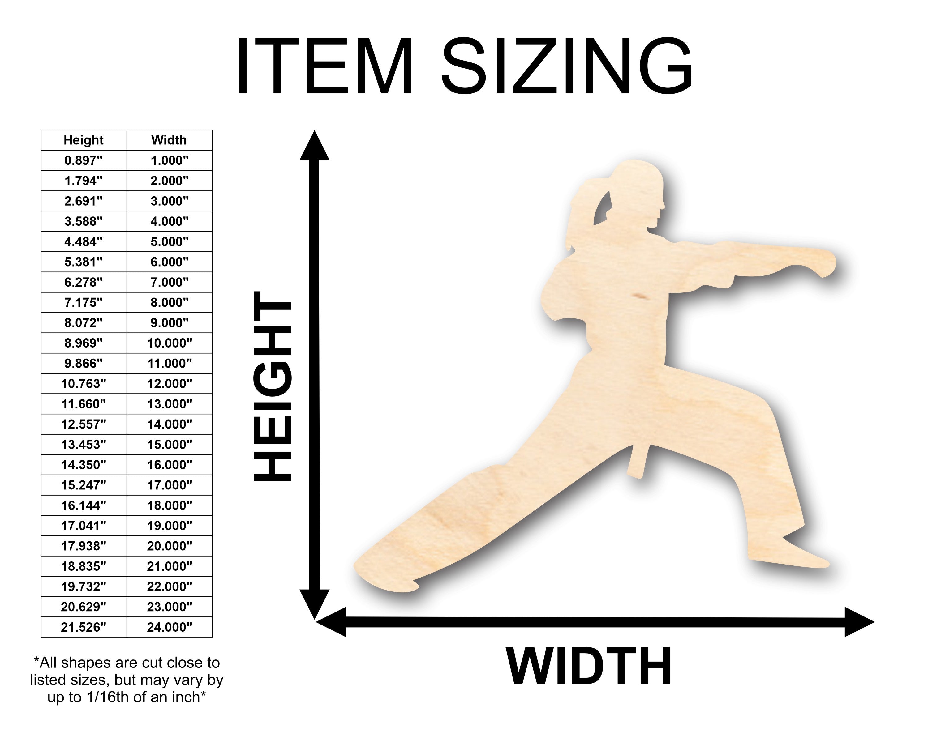 Unfinished Baltic Birch Plywood Female Martial Arts Karate Shape for DIY Crafts - Sizes Up to 46 Inches