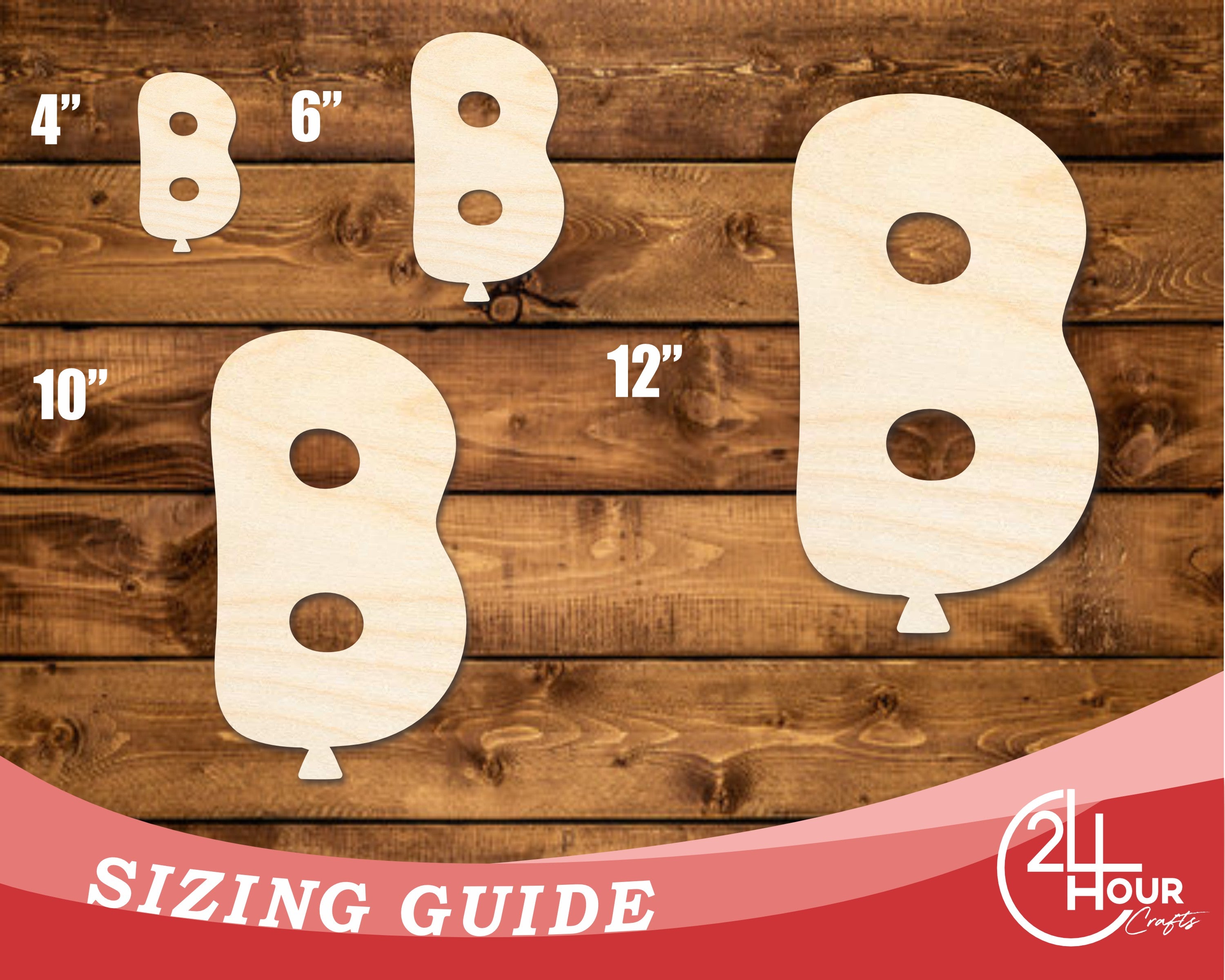 DIY Unfinished Wood Balloon Letter B Shape Cutout, Up to 46 Inches for Crafts