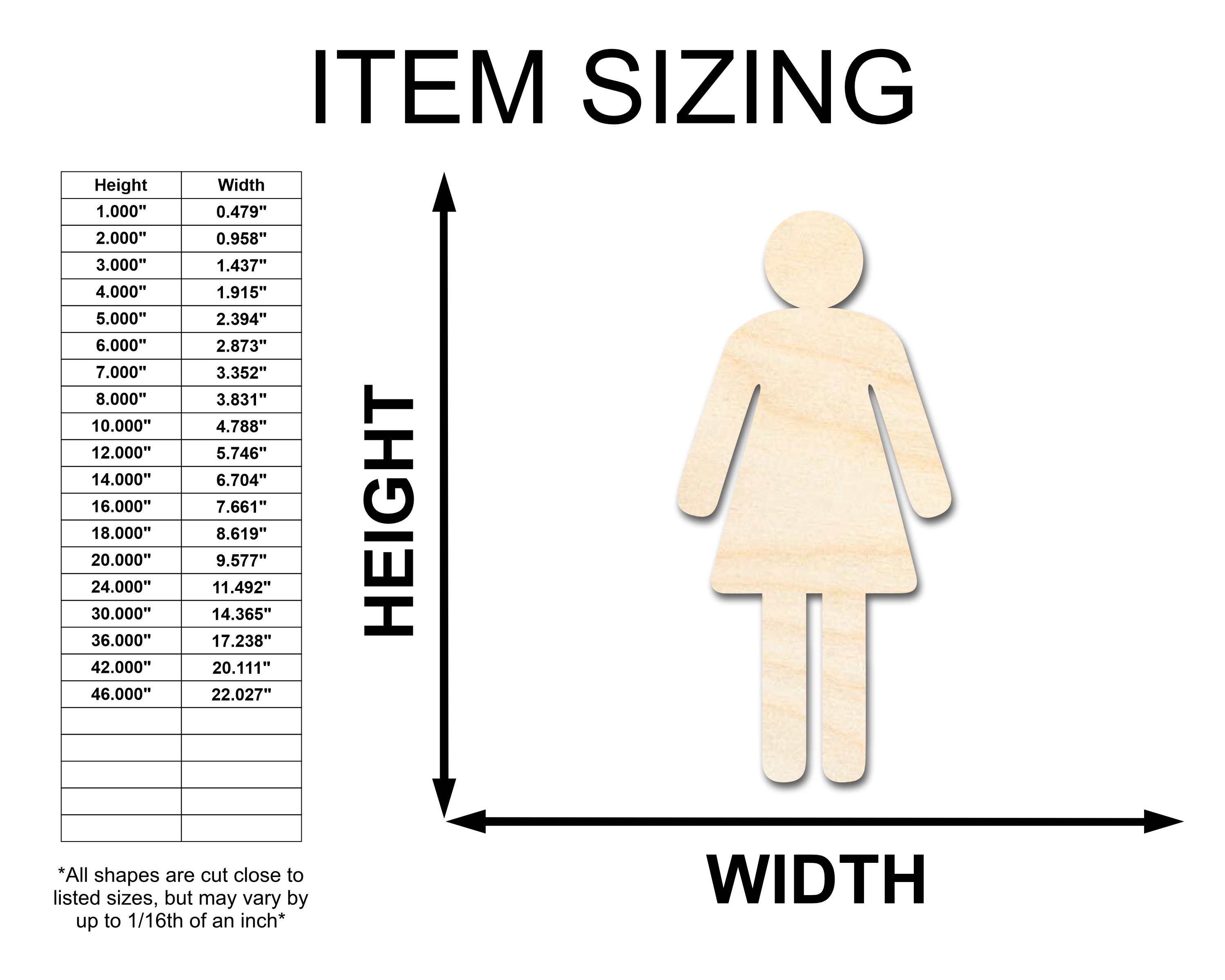 DIY Unfinished Wood Women's Bathroom Sign Shape - Up to 46