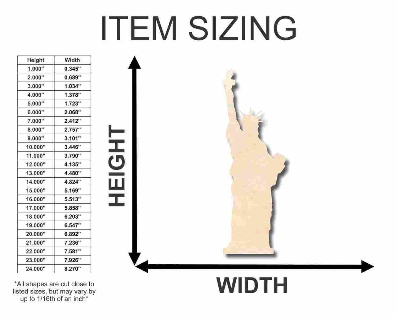 DIY Unfinished Wood Statue of Liberty Craft for New York Enthusiasts - Up to 46 Inches