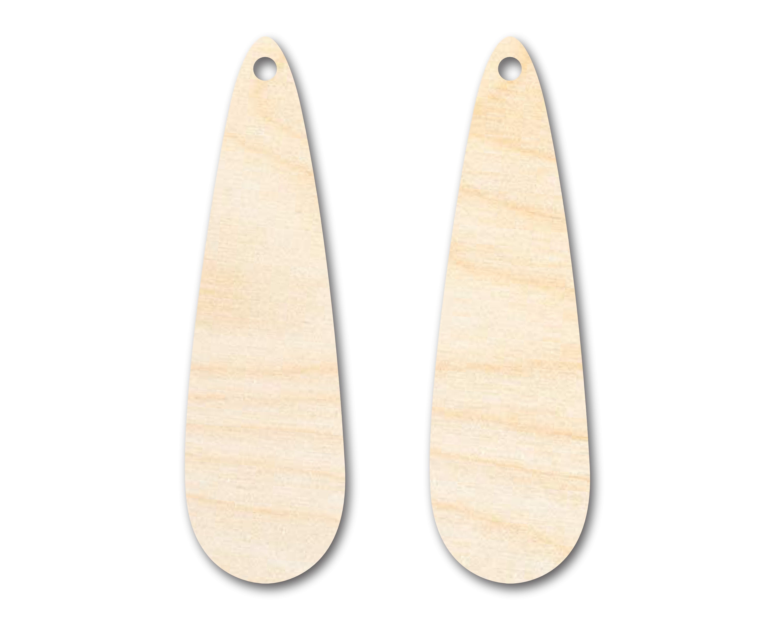 Unfinished DIY Jewelry Craft Long Drop Wood Earring Blank Pairs - Available in Sizes from 1 to 3 Inches