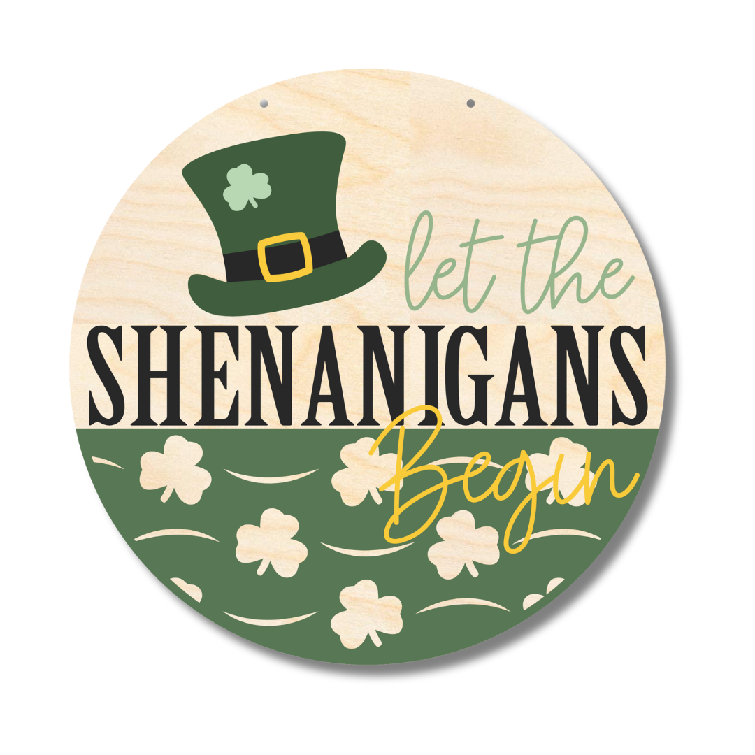 1/4 - Inch Thick Unfinished Wood St. Patrick's Day Door Sign Craft Kit