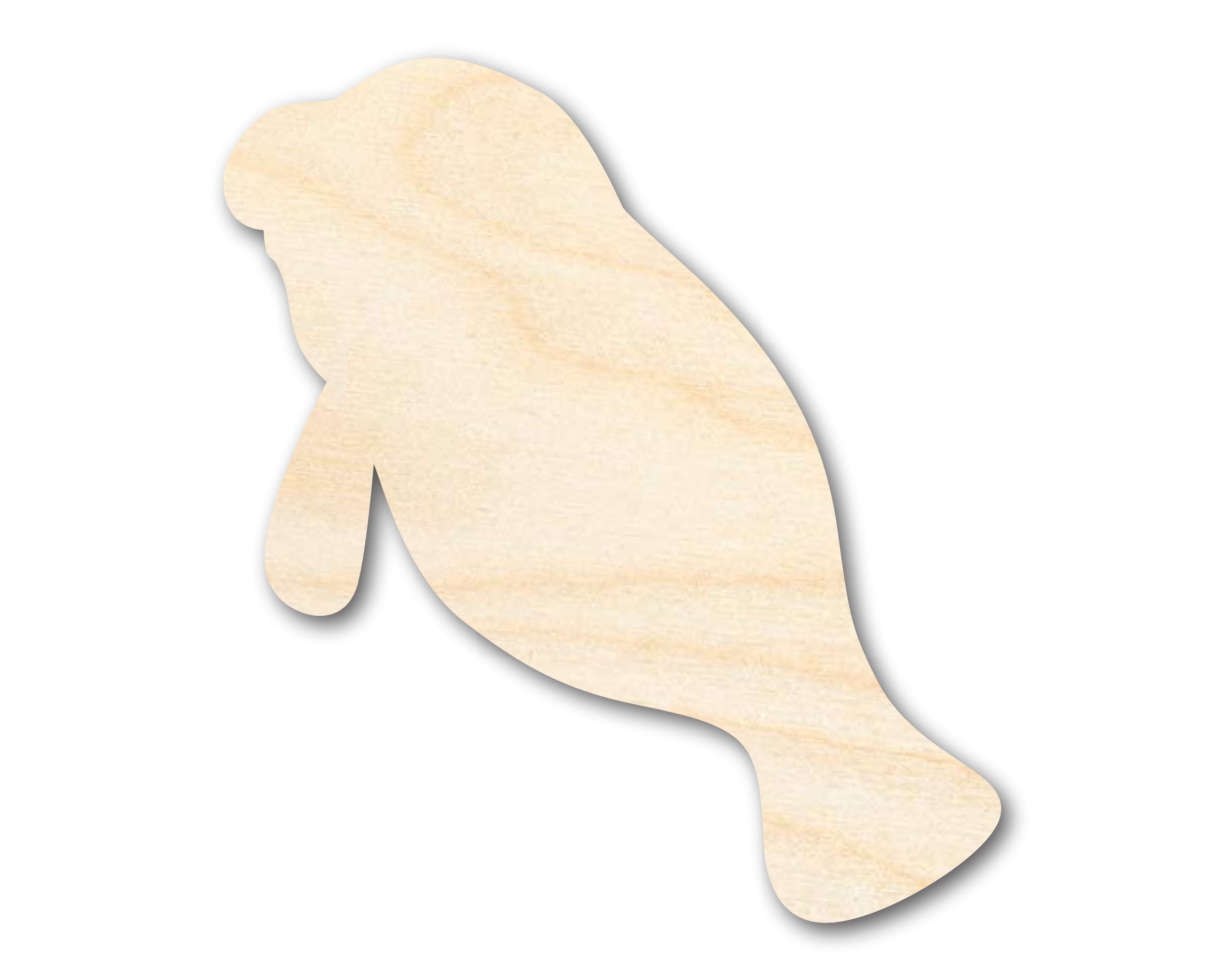 Unfinished Ocean-Themed Craft: Adorable Manatee Shape in Wood for Up to 46 DIY Projects