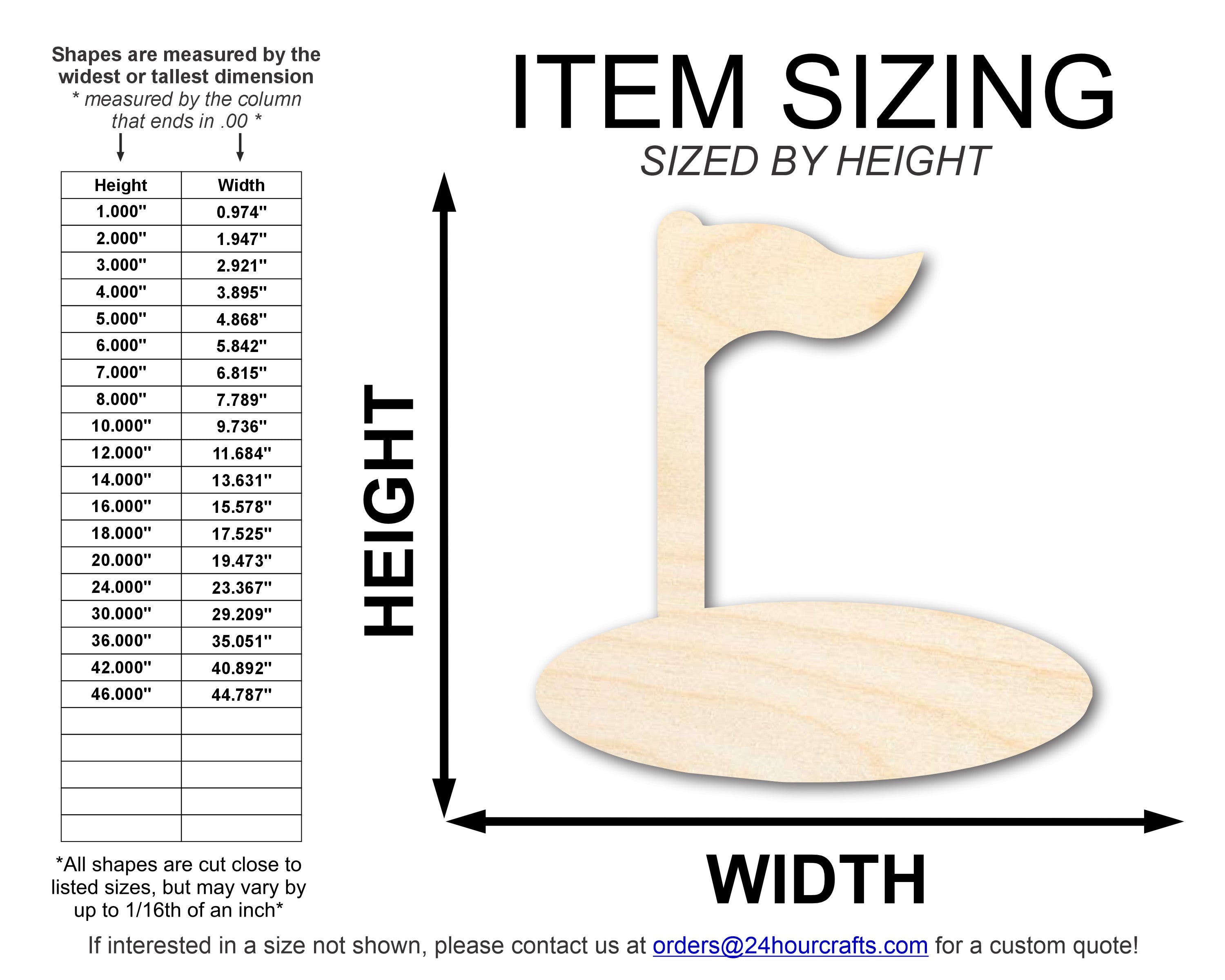 DIY Unfinished Baltic Birch Golf Hole Shape Cutouts up to 46 Inches