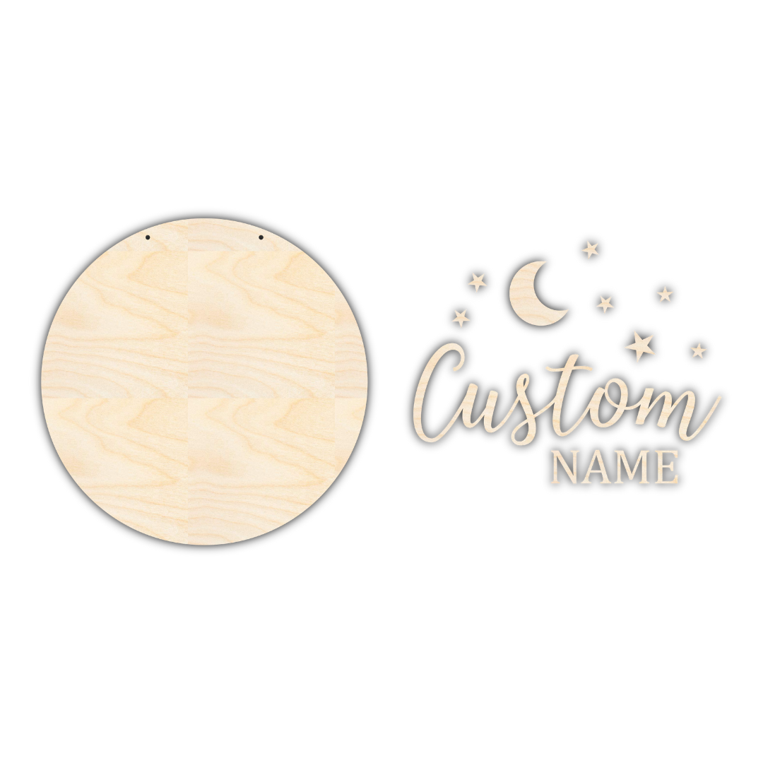 Customizable Unfinished Wood Night Time Door Sign Kit for Personalized Home Decor | 1/4 - Inch Thick Wood Craft Cutouts