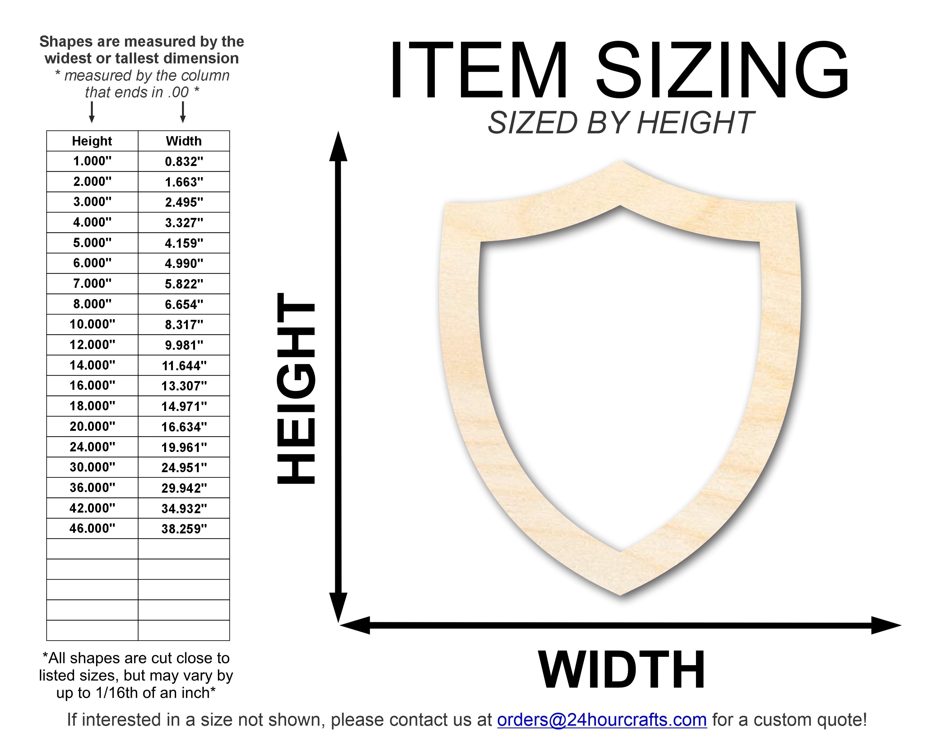 DIY Unfinished Baltic Birch Wood Shield Head Cutout, Sizes up to 46'