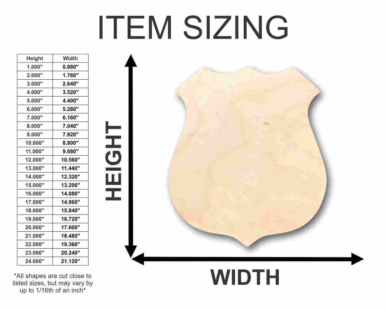 Unfinished Wood Police Badge Shape for Law Enforcement Crafts - Up to 46 Pieces for Do - It - Yourself Projects