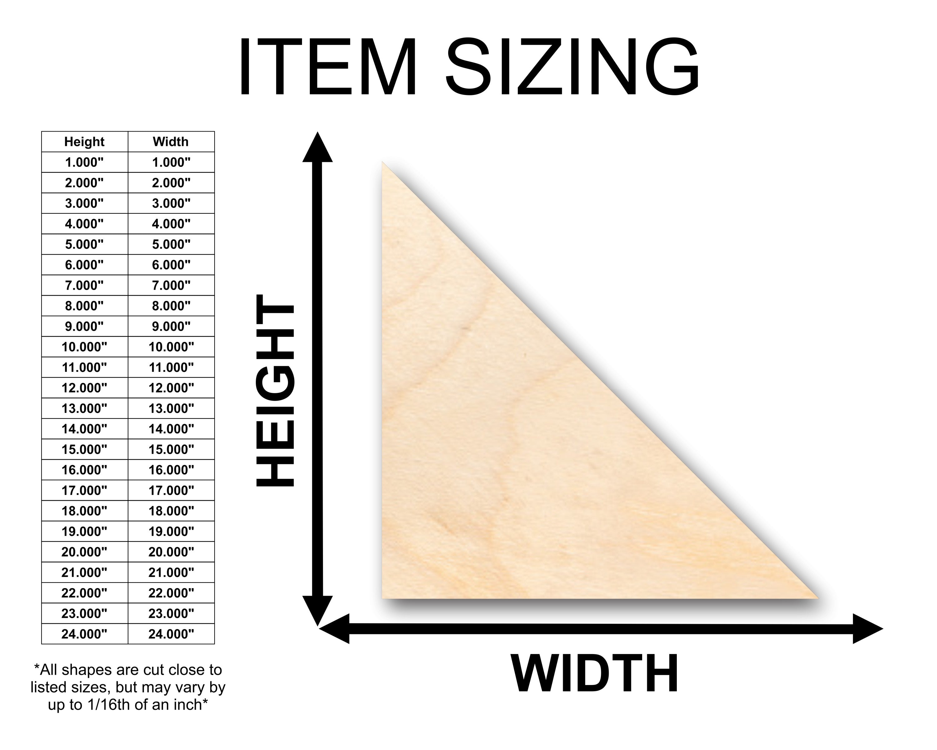 DIY Unfinished Sanded Baltic Birch Right Equilateral Triangle Wood Craft up to 46