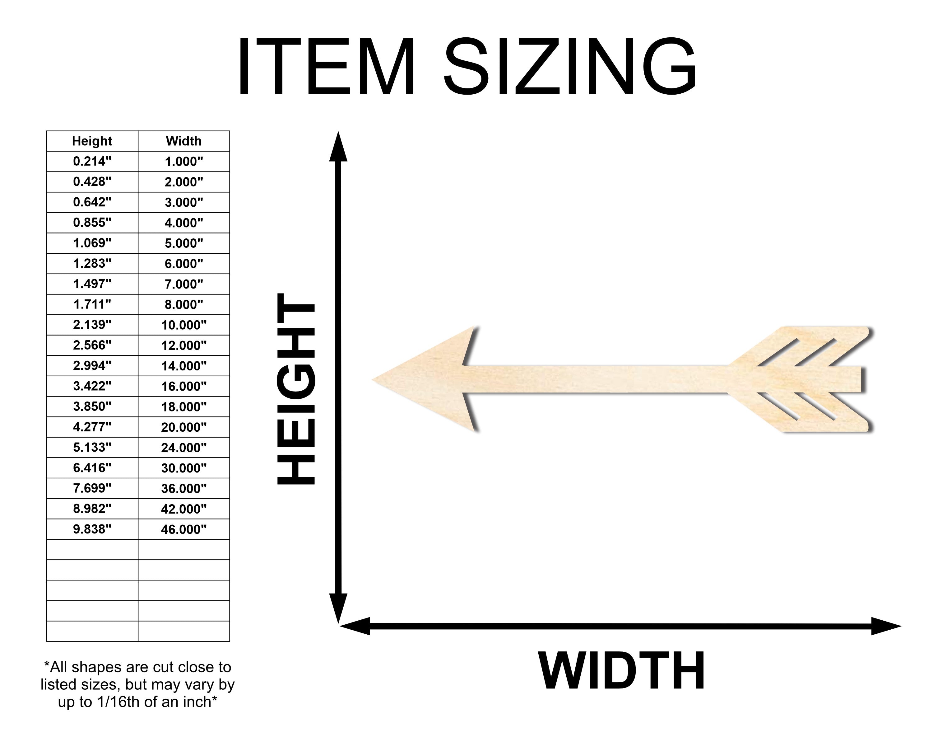DIY Unfinished Baltic Birch Wood Decorative Arrow Cutouts up to 46 Inches