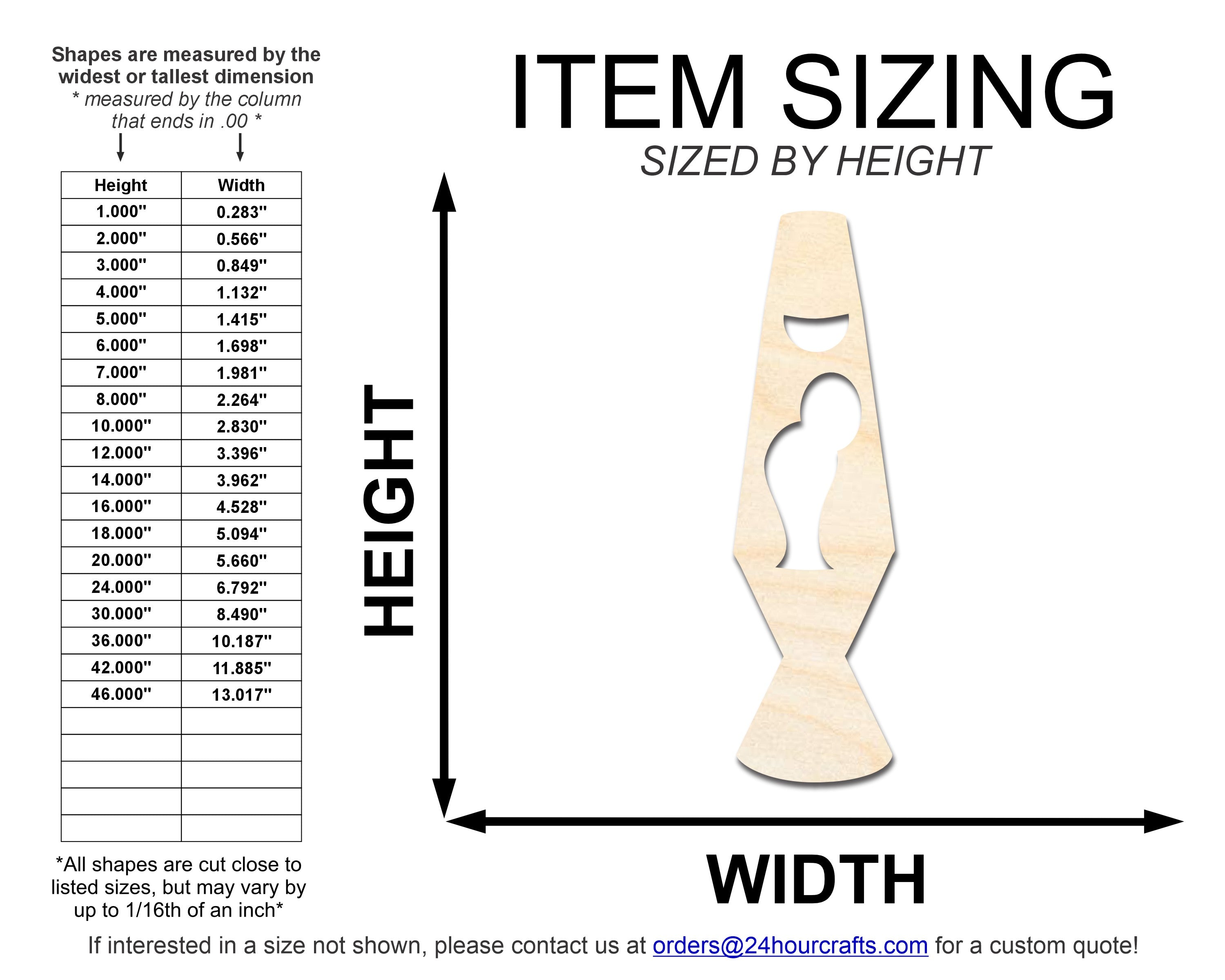 DIY Unfinished Baltic Birch Wood Lava Lamp Shape Cutout up to 46 Inches