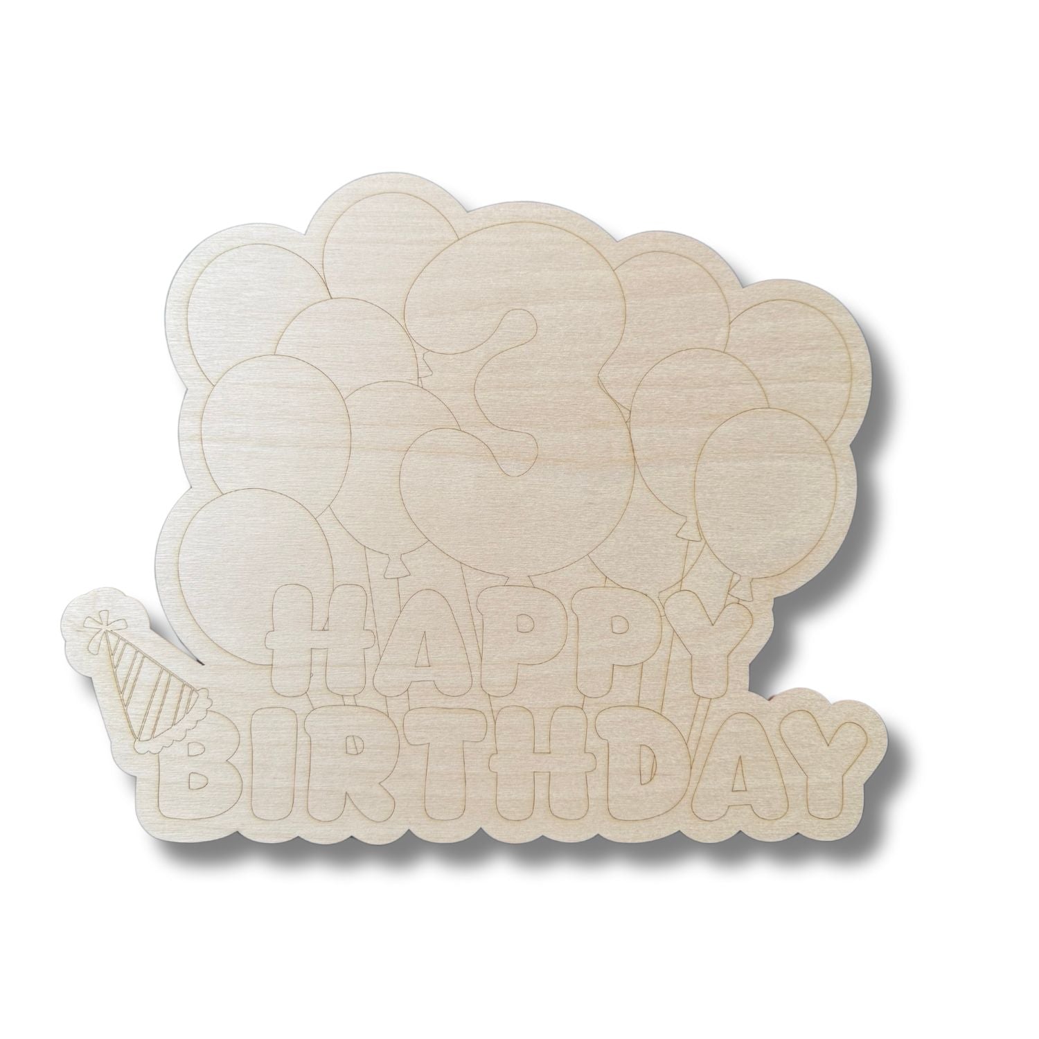 Unfinished 3rd Birthday Balloons Shape Wood Crafts for DIY Painting, Up to 30 Inches