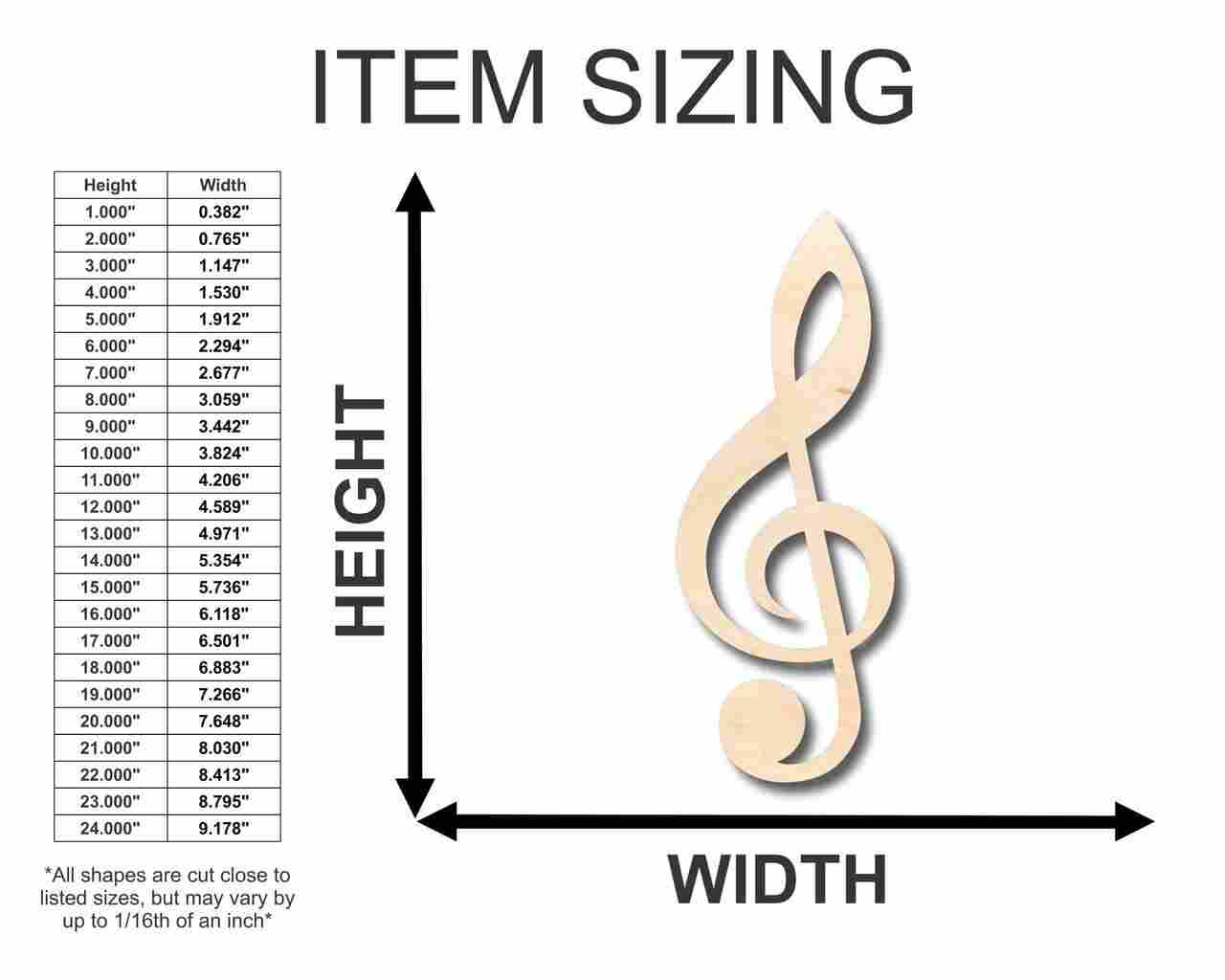 Unfinished Wood Treble Clef Shape Ideal for Music - Themed Nursery Decor and DIY Craft Projects up to 46 Inches