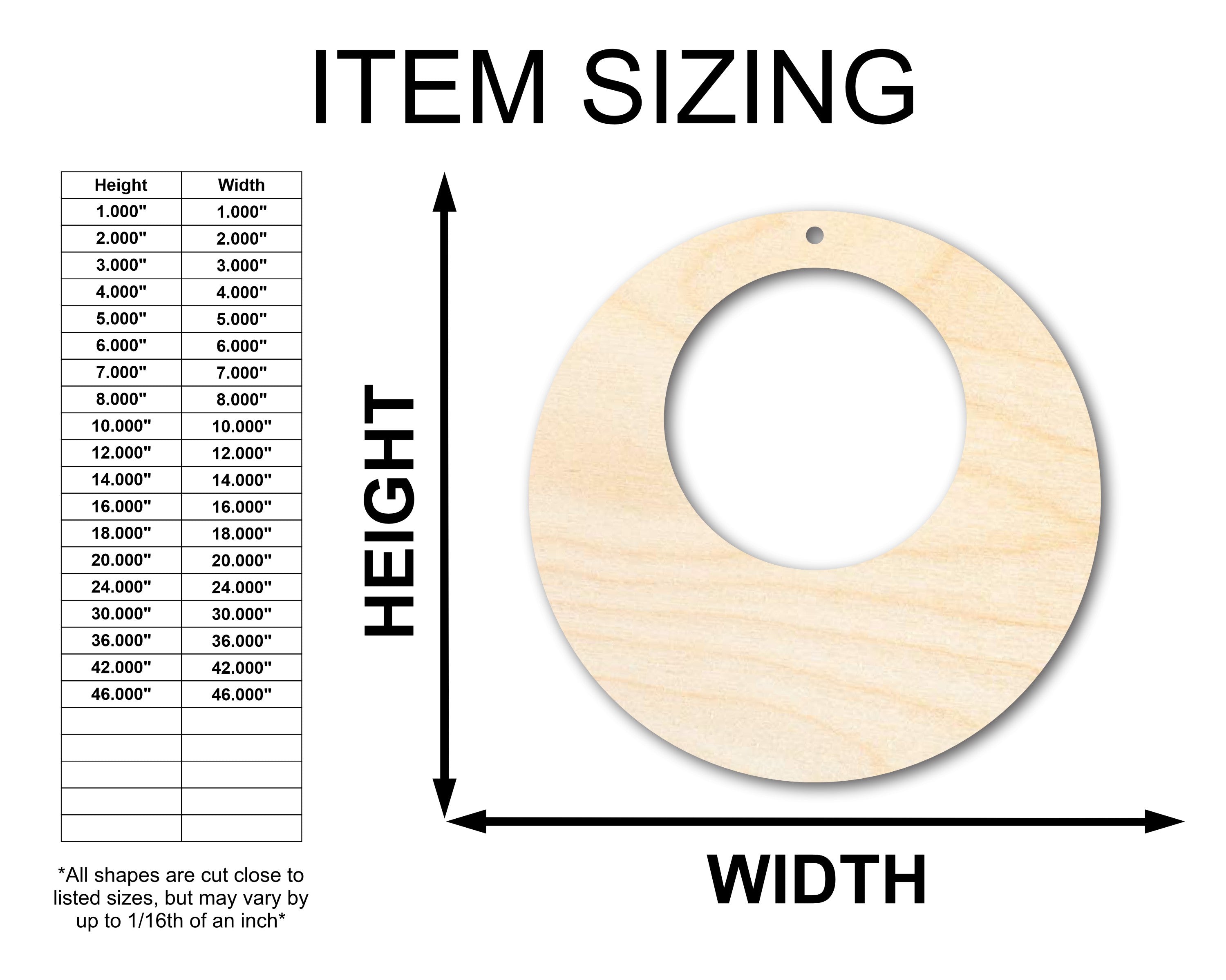 DIY Unfinished Wood Hollow Circle Earring Blank Pairs for Jewelry Craft - Sizes Available from 1 to 3 Inches