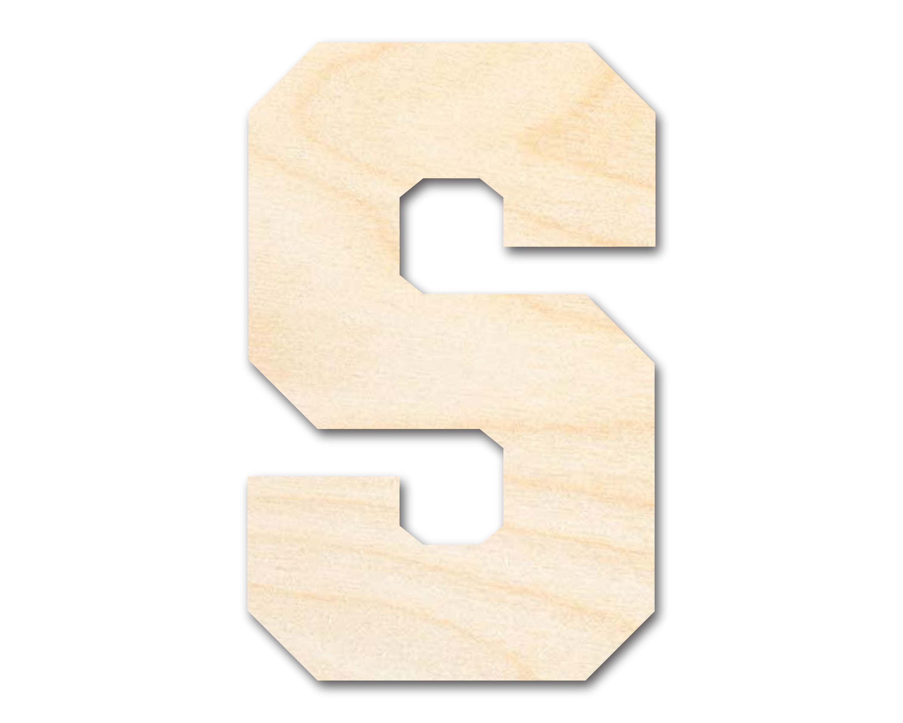 Unfinished Wood Varsity Team Font in S Shape for DIY Crafts, Up to 46 Inches of DIY Fun