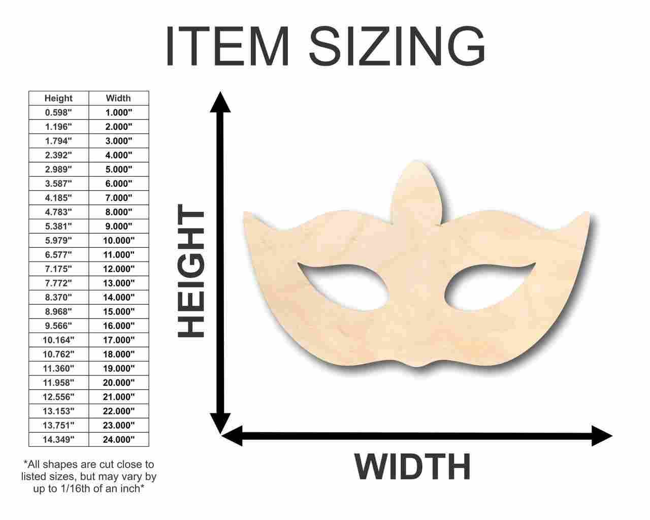Unfinished DIY Wood Masquerade Mask Shapes for Party and Carnival, Up to 46