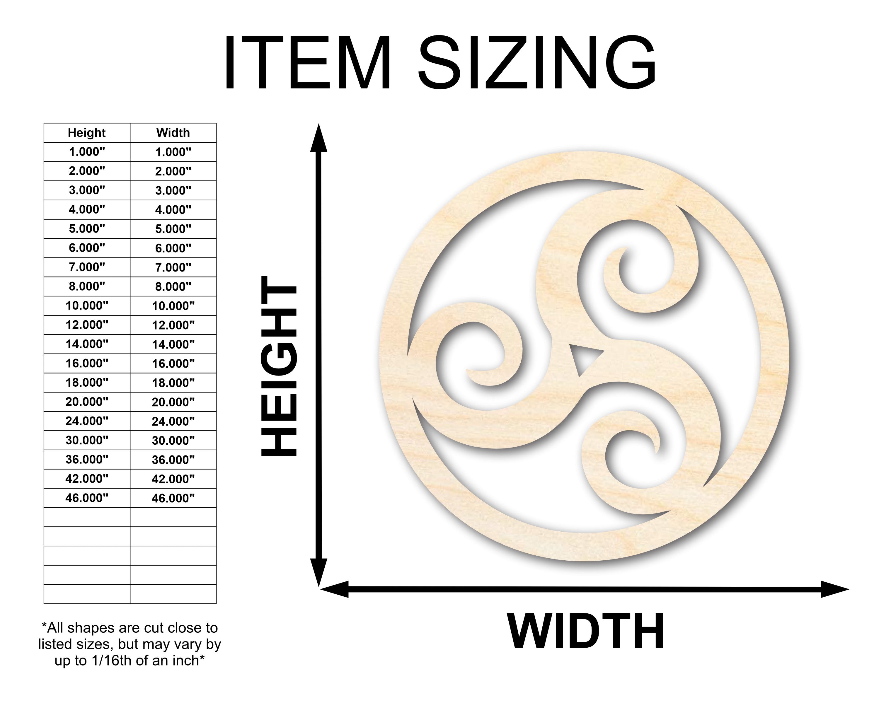 Unfinished Celtic Symbol Craft in Triskele Shape - Available up to 46 Inches