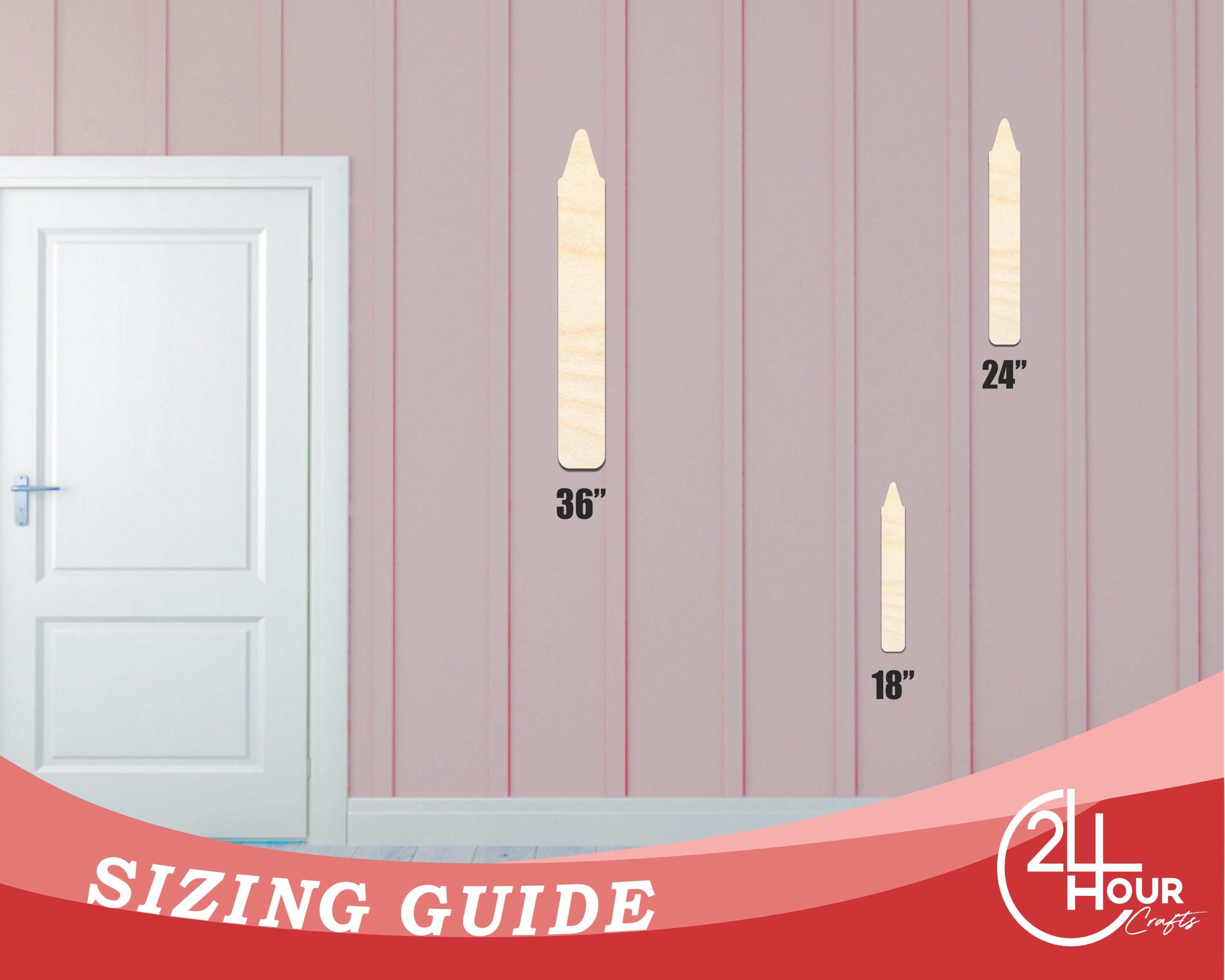 Enhanced Unfinished Wood Crayon - Shaped DIY Craft Cutouts