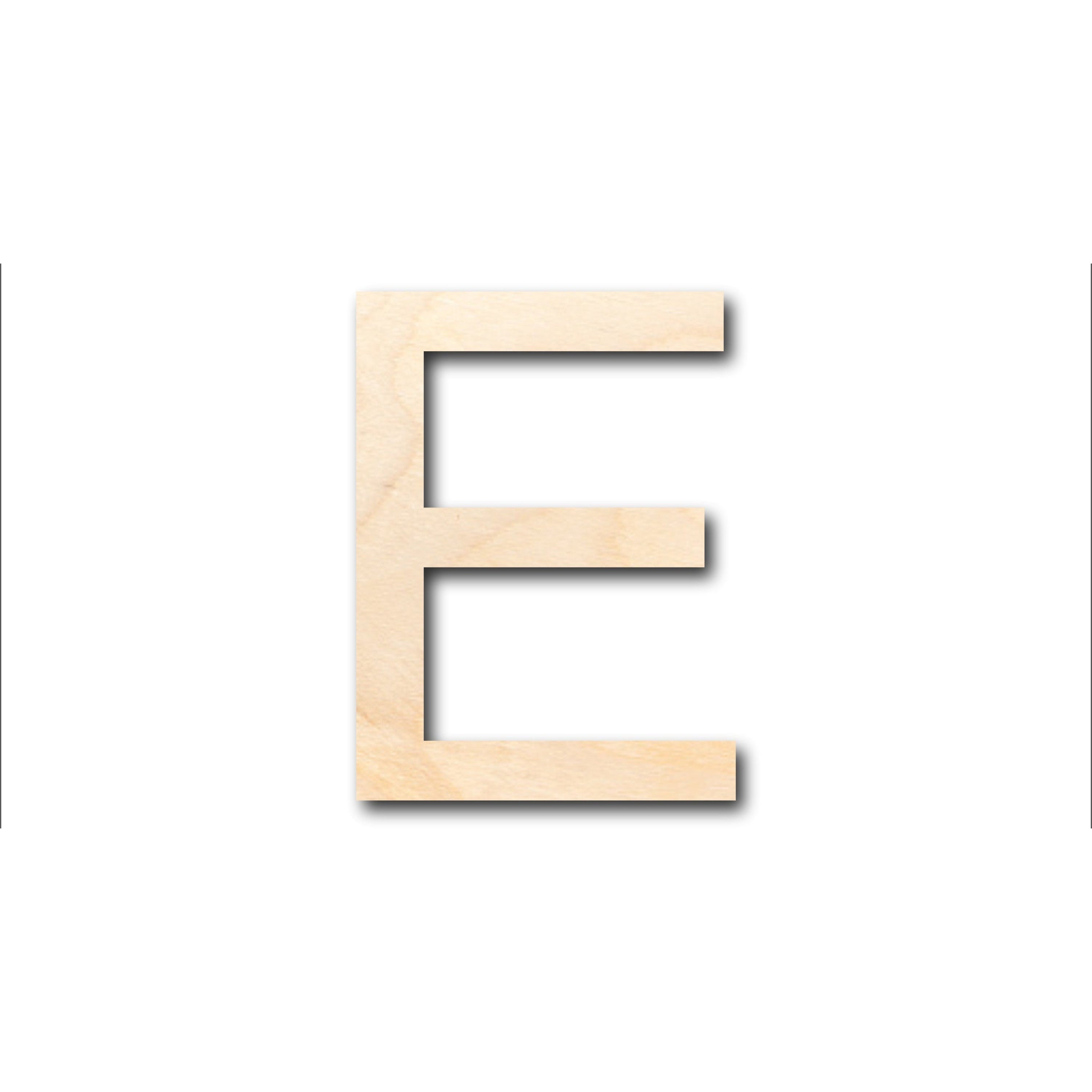 Unfinished Wood Arial Letter E Shape for DIY Crafts - Up to 46 Pieces Available