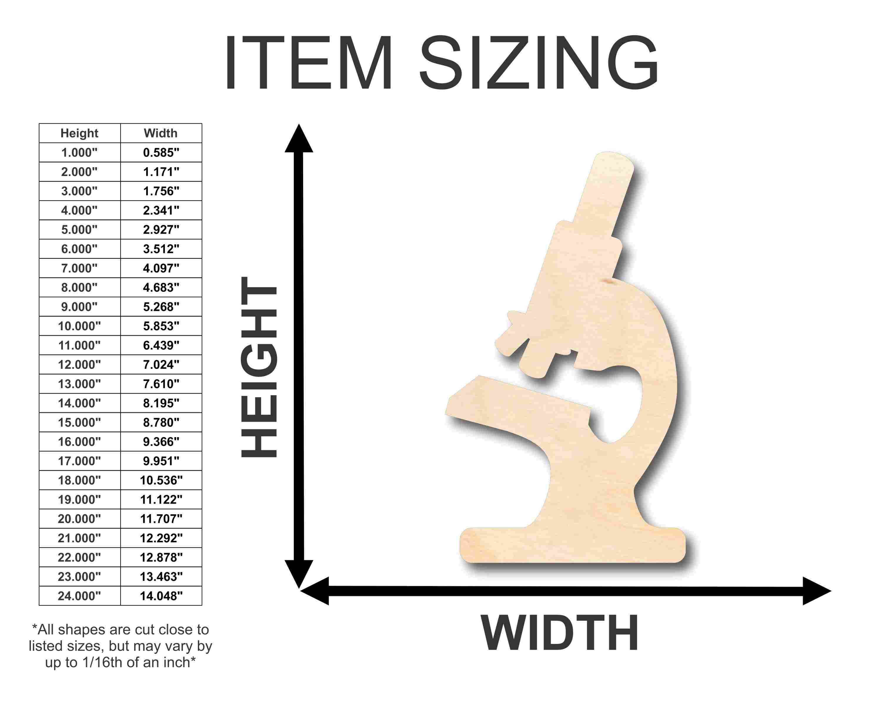 DIY Unfinished Wood Microscope Silhouette - Up to 46 Crafting Options