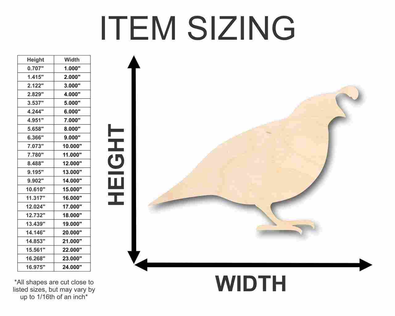 Unfinished Wood Quail Shape for Animal, Wildlife, Hunting, and DIY Craft Projects - Up to 46 Different DIY Options