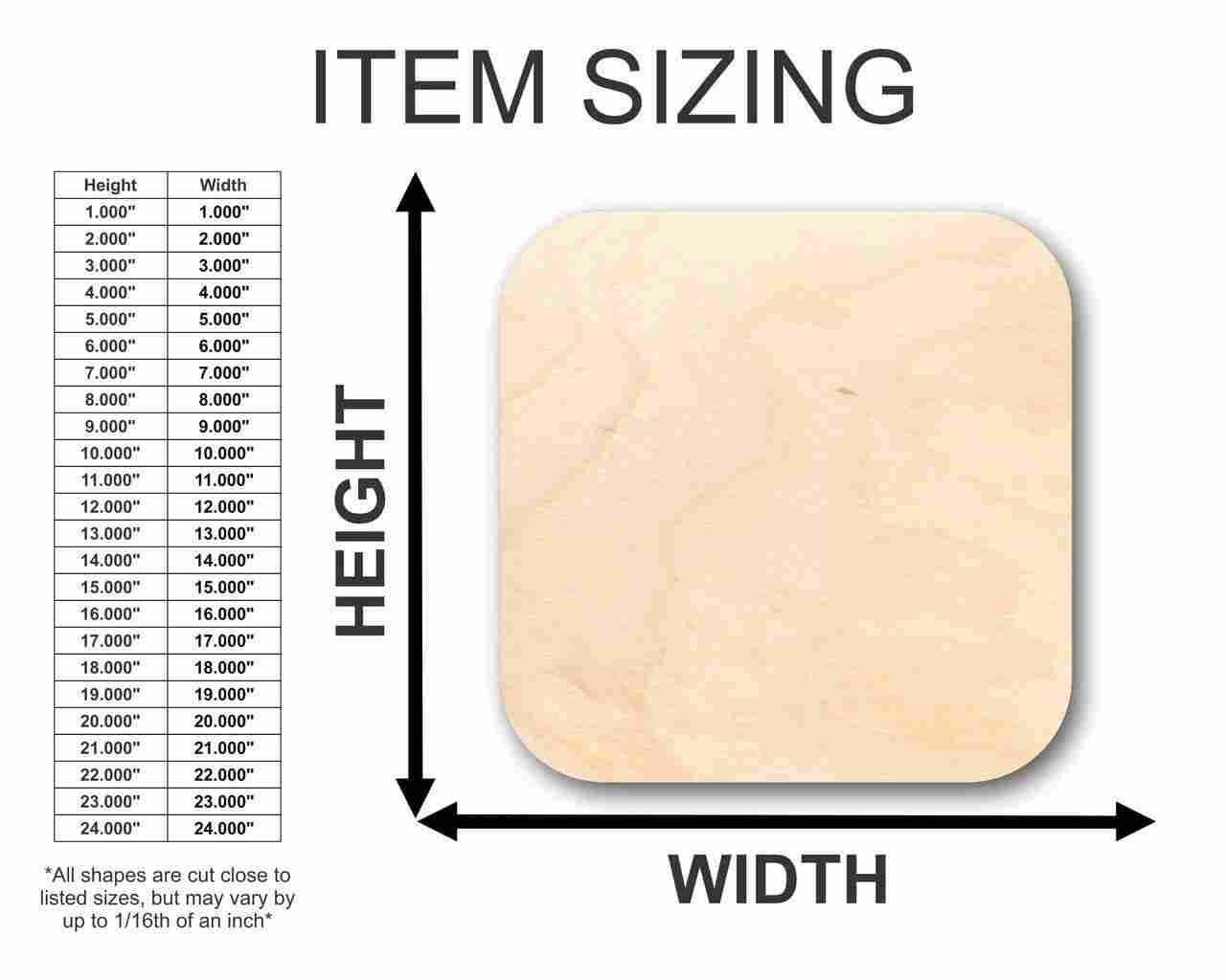 Unfinished Baltic Birch Wood Rounded Square Shape Customizable DIY Craft Tags up to 46 Pieces for Various Craft Projects
