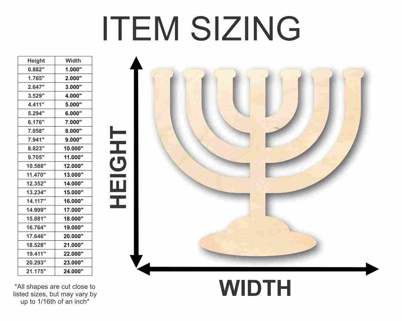 DIY Unfinished Wood Menorah Shape Craft Supplies for Hanukkah - Up to 46 Pieces