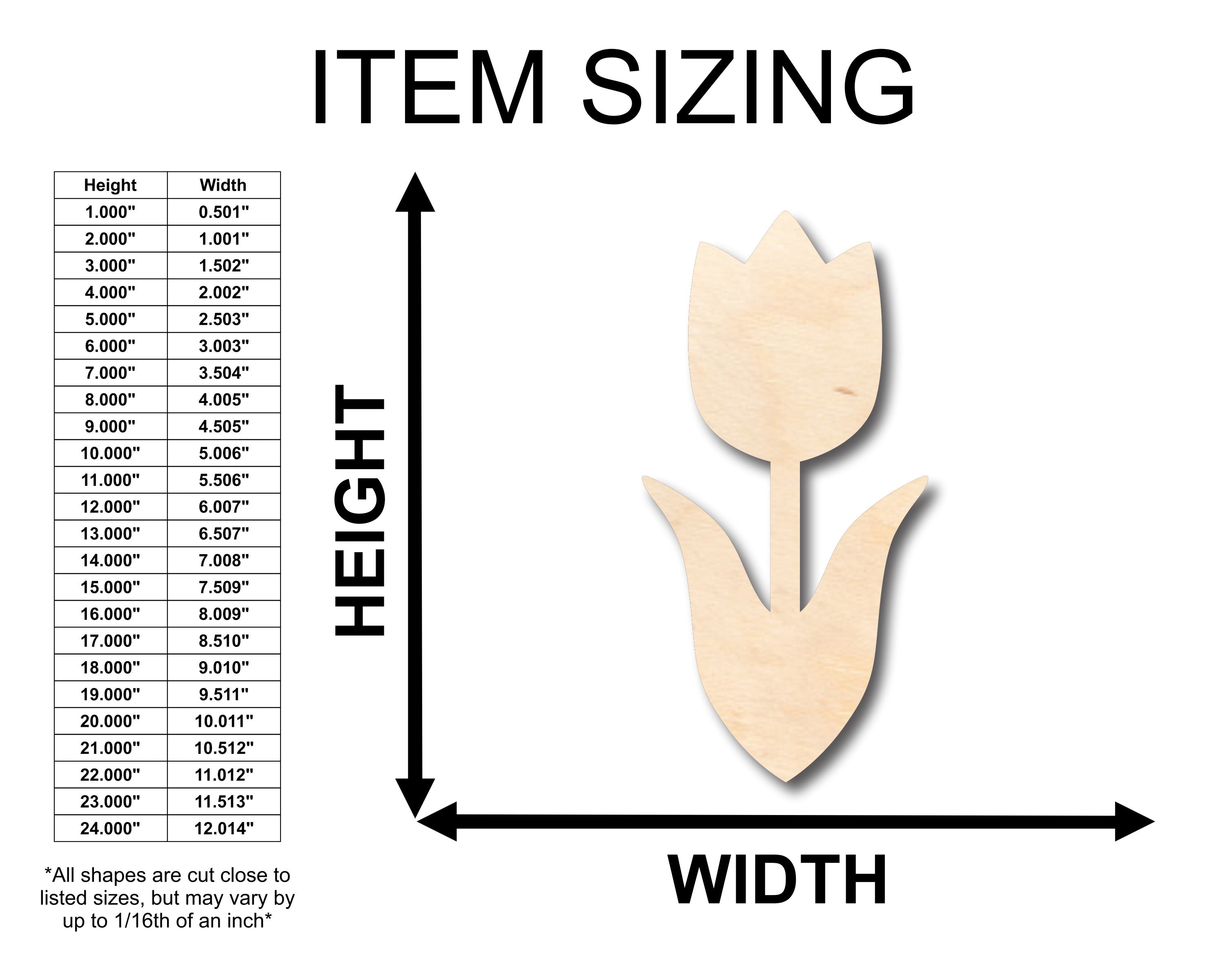 Unfinished DIY Craft Materials - Wood Tulip Flower Shapes in Sizes Up to 46 for Creative Projects
