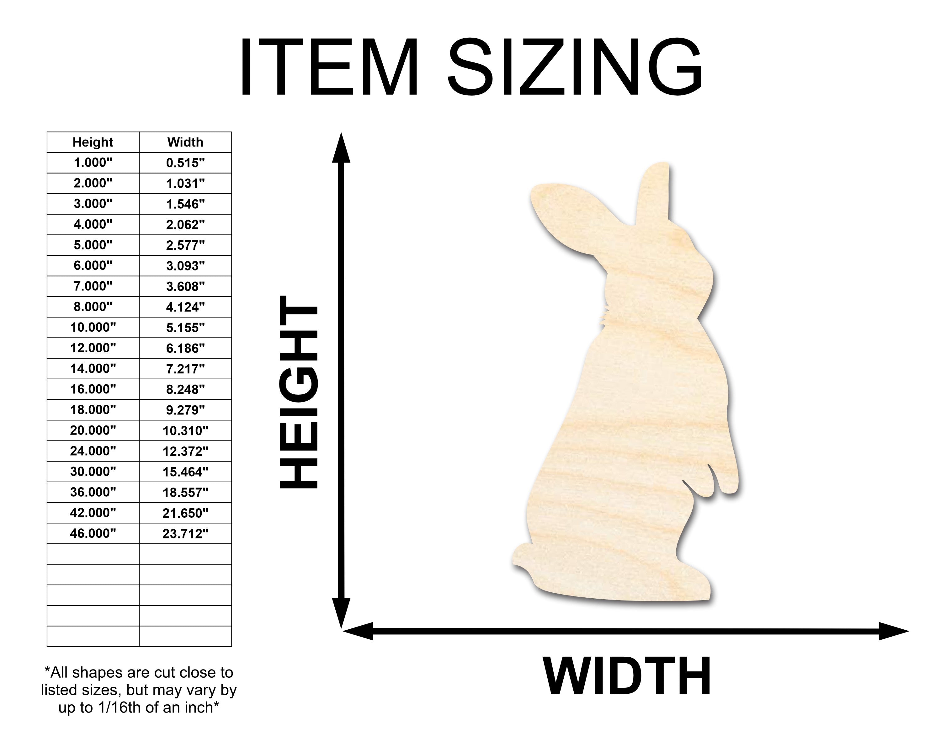 Unfinished Wood Easter Standing Bunny Shape Craft - Ideal for Up to 46 DIY Projects