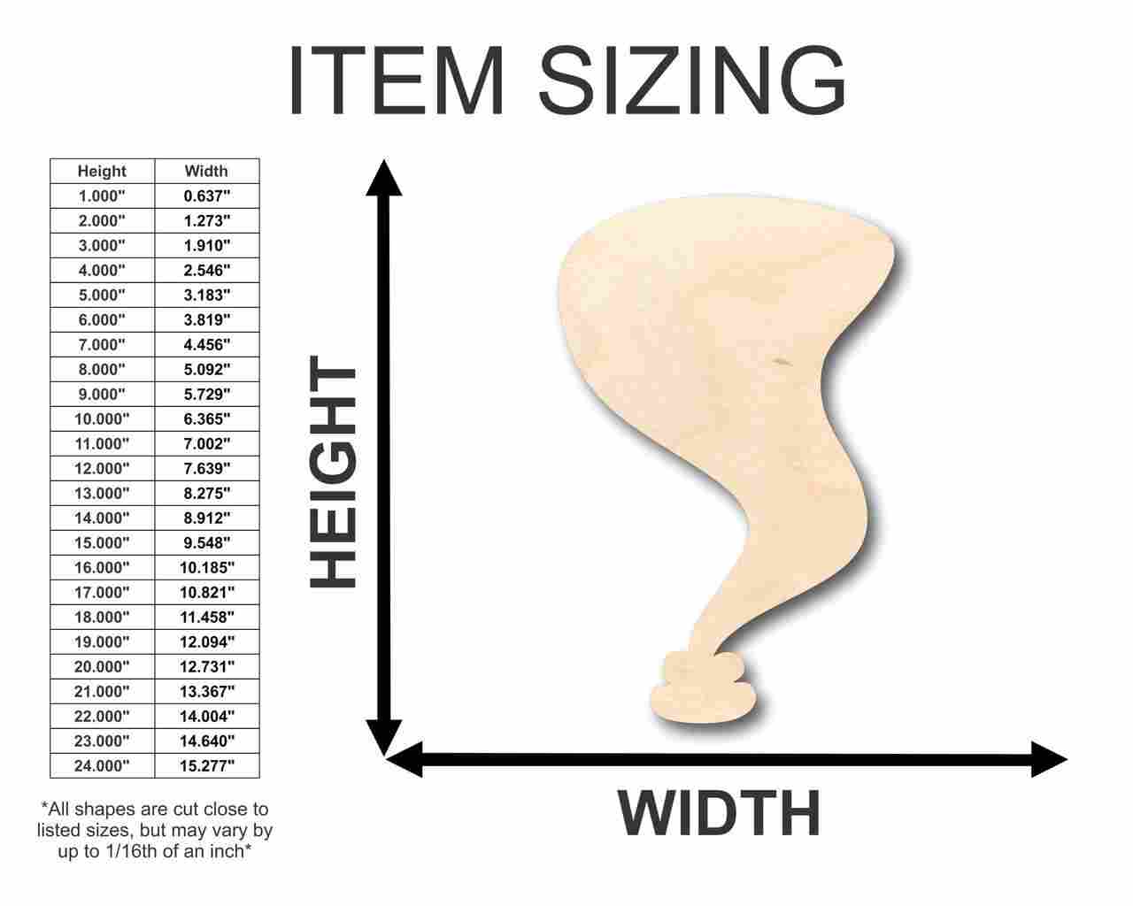 Unfinished Baltic Birch Wood Tornado Cyclone Shape for Weather - Themed Crafts - Ideal for Up to 46 DIY Projects