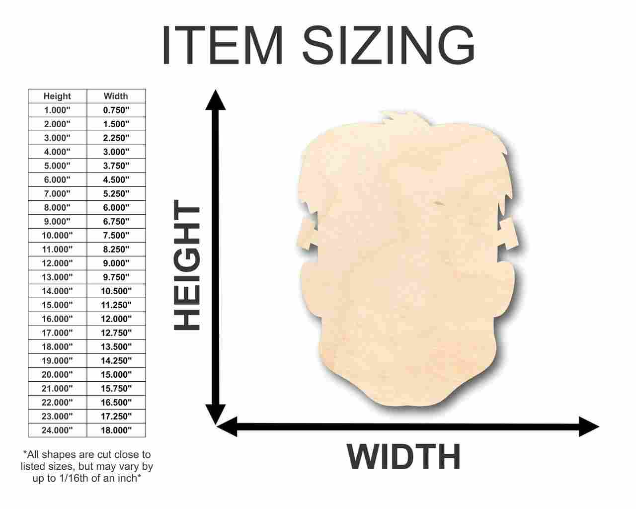 Unfinished Wood Frankenstein Head Shape Craft Supplies for DIY Halloween Monster Decorations up to 46 Pieces