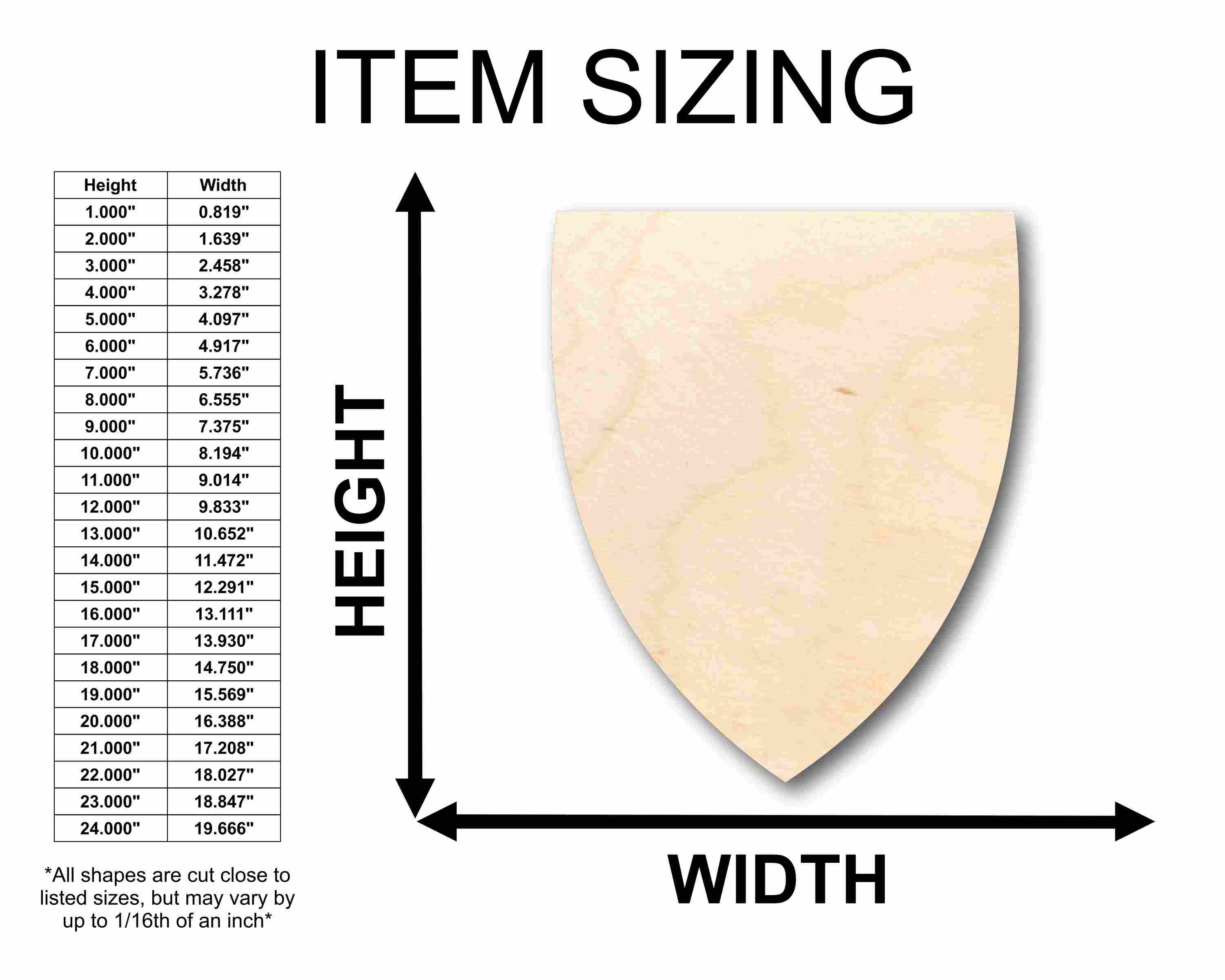 Unfinished Flat - Top Wood Shield Silhouette Ideal for Up to 46 Do - It - Yourself Craft Projects