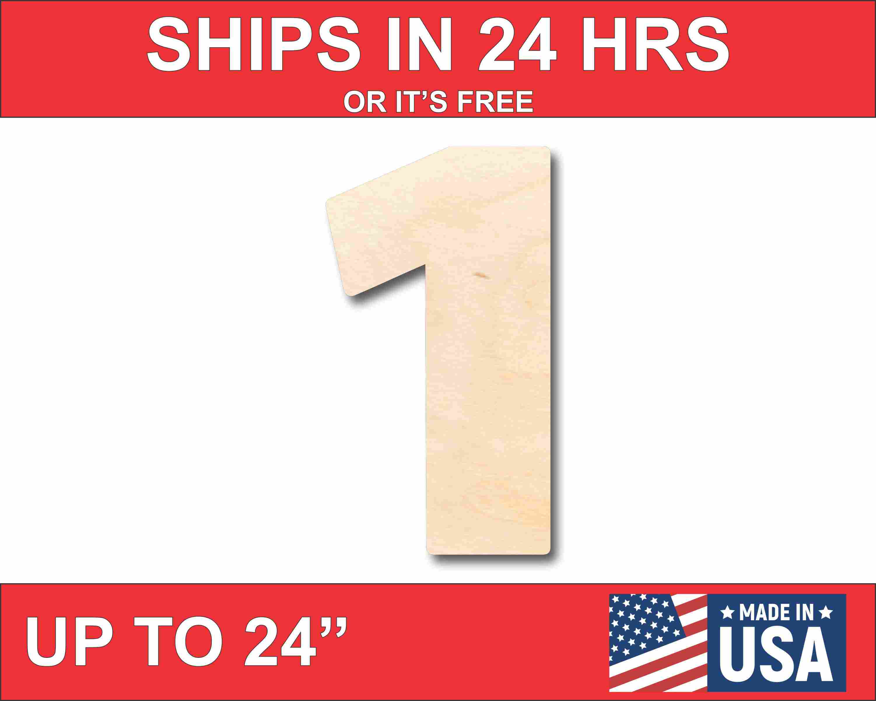 Unfinished Wood Craft Block Number 1 for Up to 46 Do - It - Yourself Projects