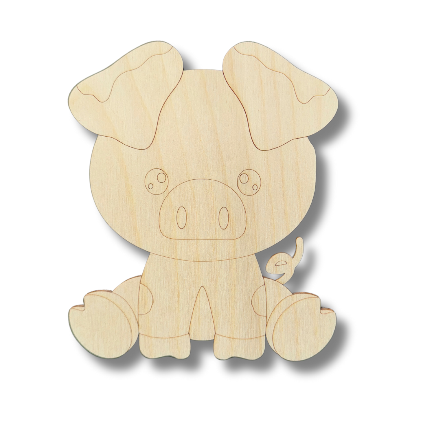 DIY Unfinished Wood Pig Shape with Etched Lines for Painting, Up to 30 Options