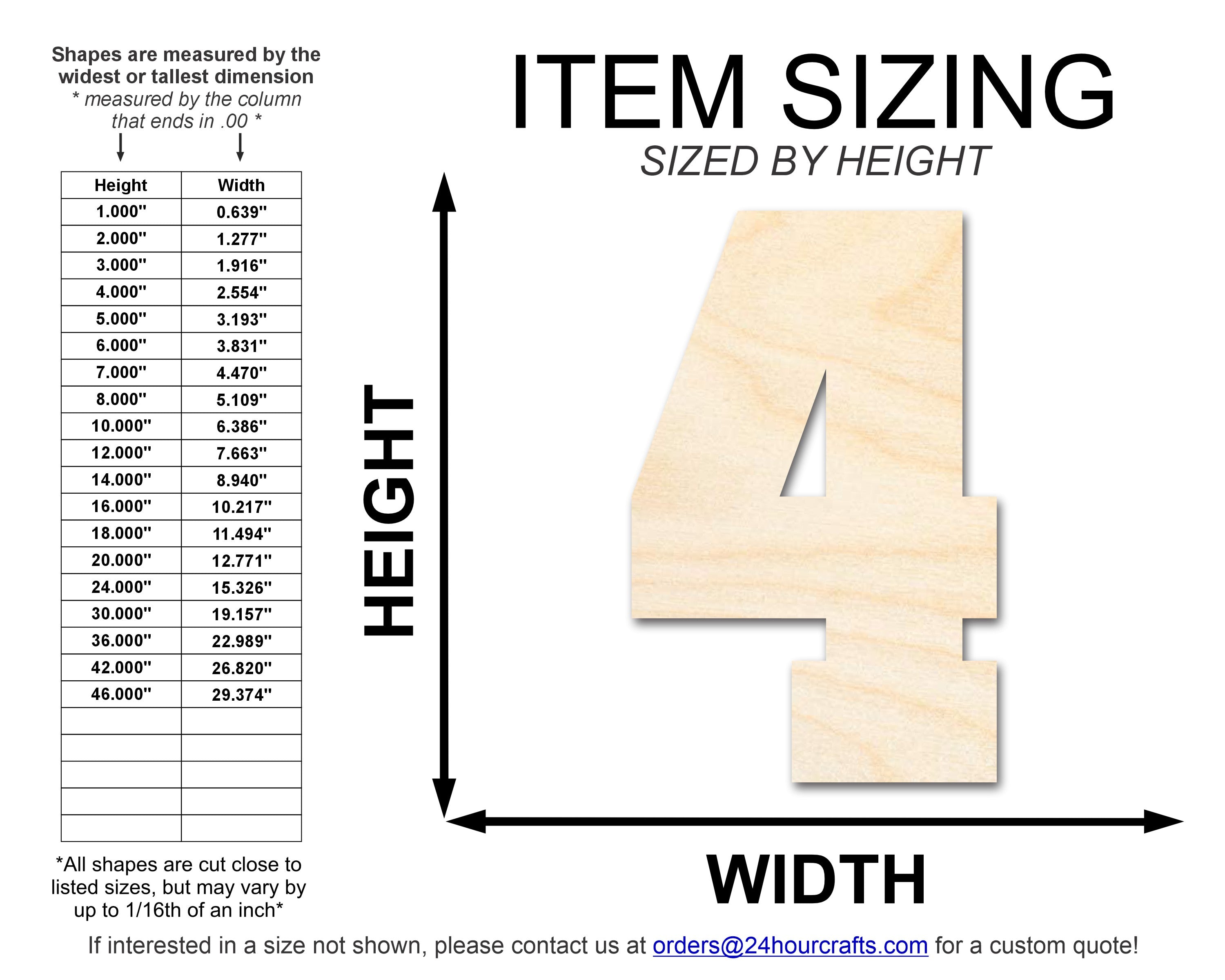 Unfinished Baltic Birch Varisty Number Four Shape for Up to 46 DIY Crafts