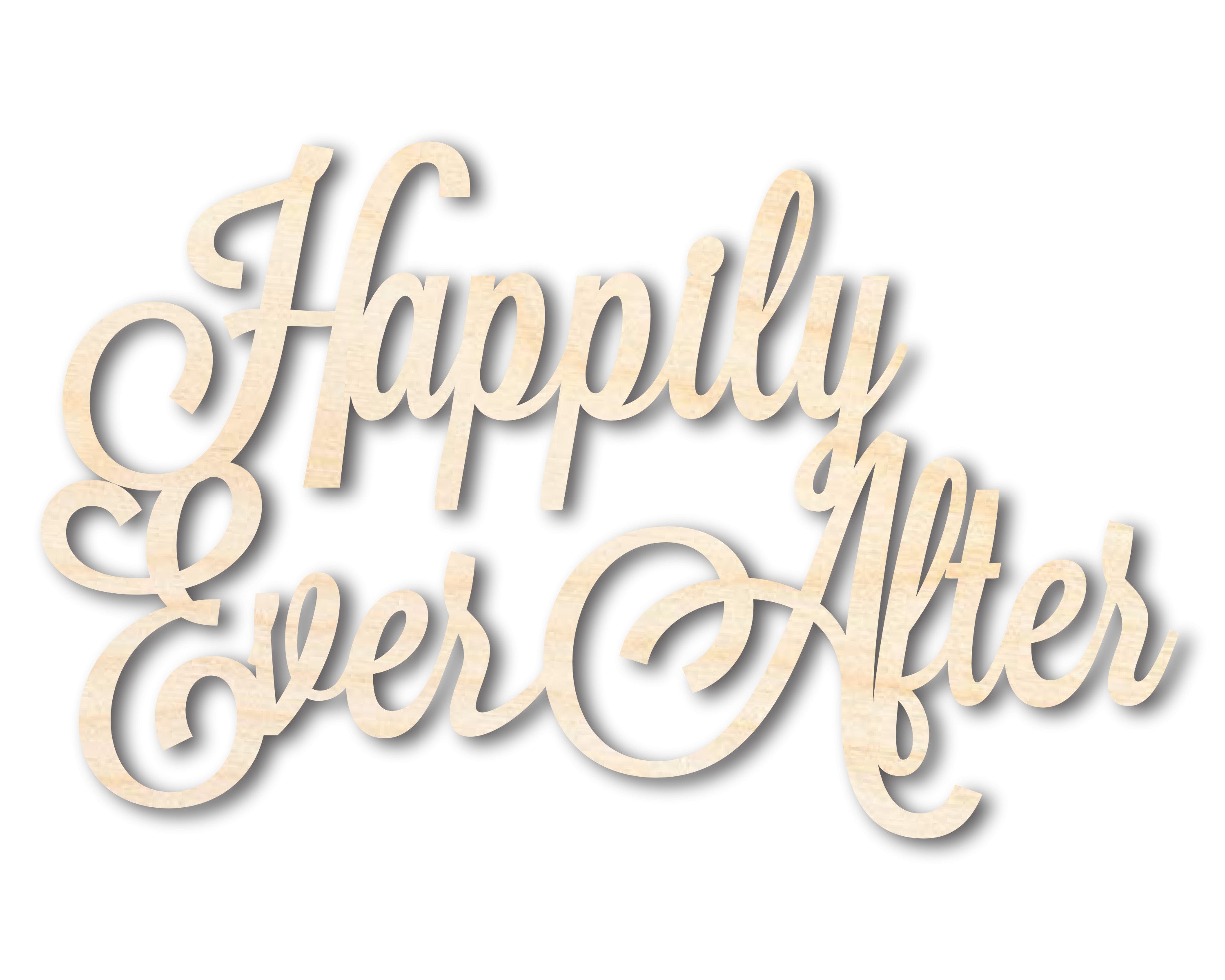 Unfinished Baltic Birch Wood 'Happily Ever After' Shape for DIY Wedding Crafts - Sizes Up to 46 Inches