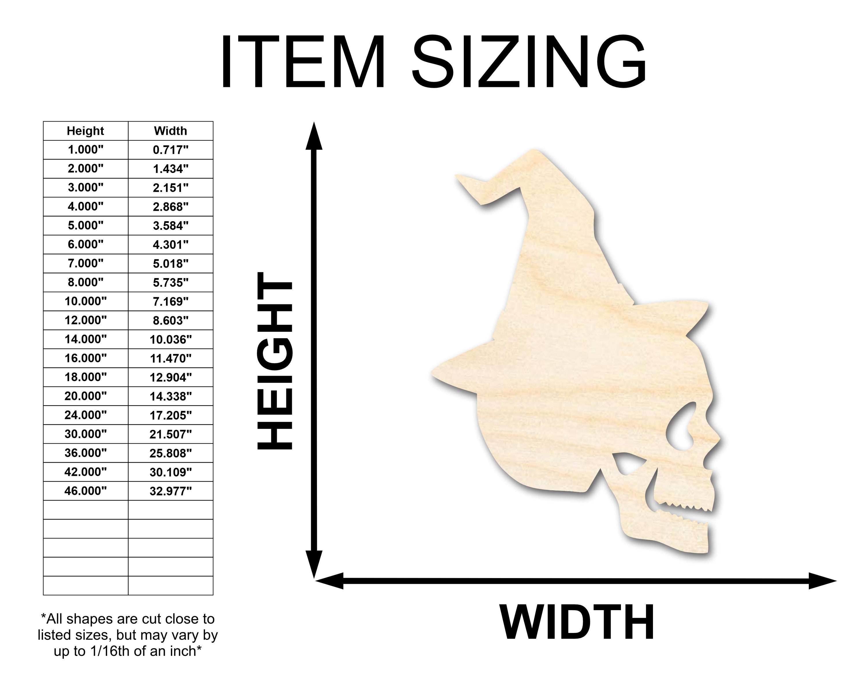 DIY Unfinished Baltic Birch Magicians Skull Shape Cutout for Halloween up to 46"