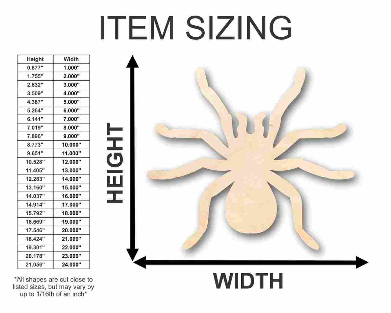 Unfinished Baltic Birch Plywood Tarantula Shape for DIY Insect, Animal, and Wildlife Crafts, Sizes up to 46 Inches