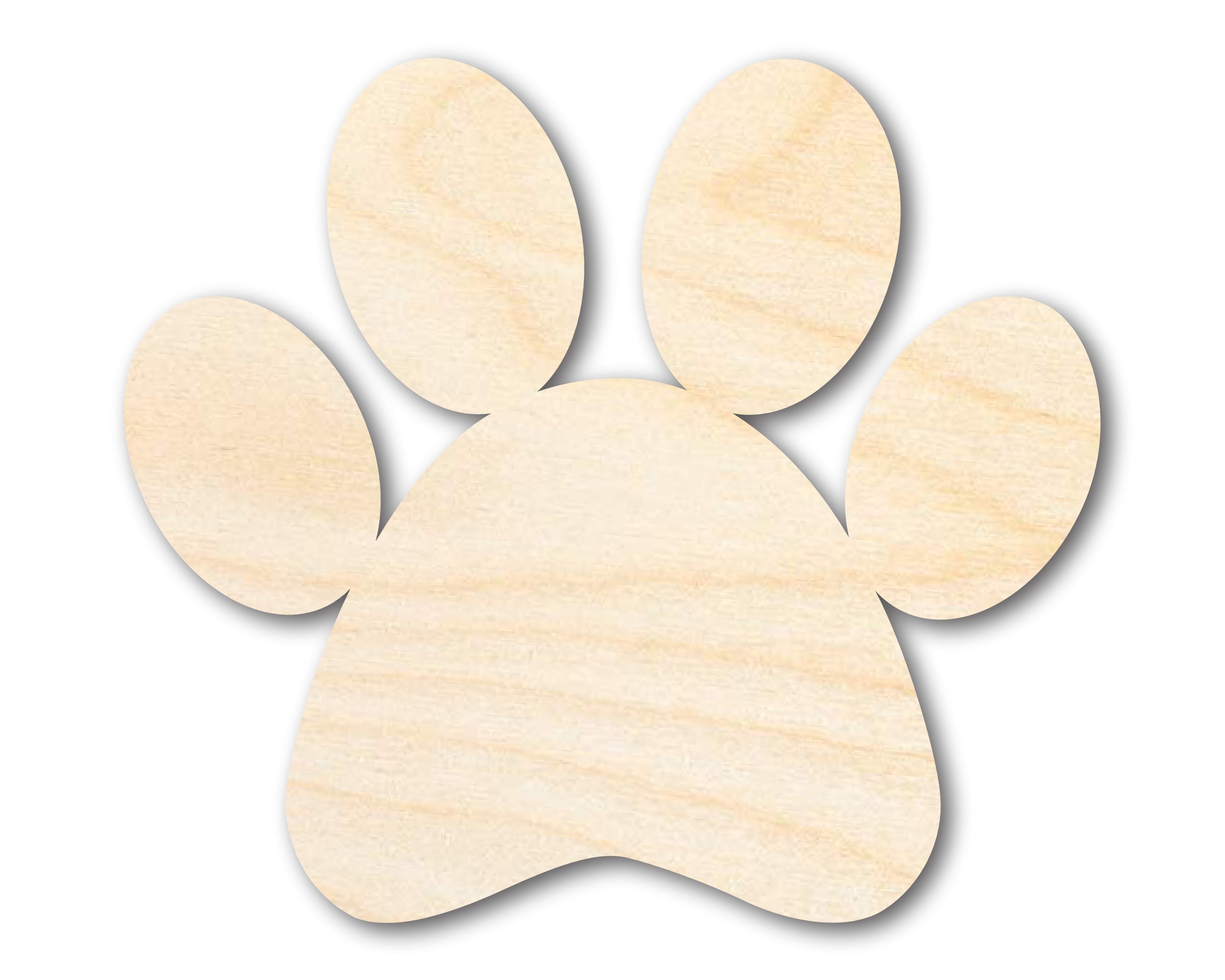 Unfinished Wood Paw Print Shape Ideal for Pet Crafts, Sizes up to 46 Inches
