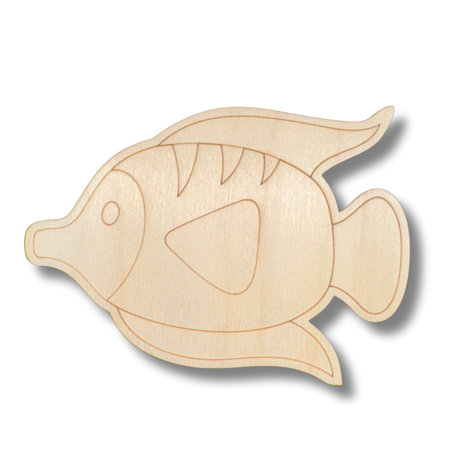 Unfinished Wood Etched Ocean Fish Shape for Up to 30 DIY Paint - by - Line Crafts