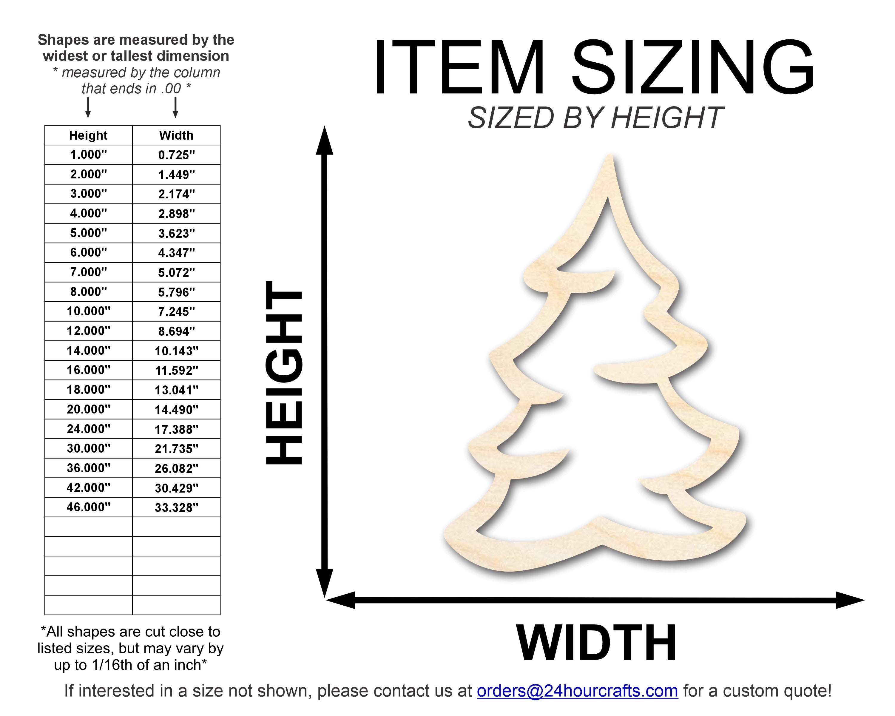 Unfinished Baltic Birch Wood Snowy Tree Shape DIY Craft Cutout with Up to 46 Inches Customization Options