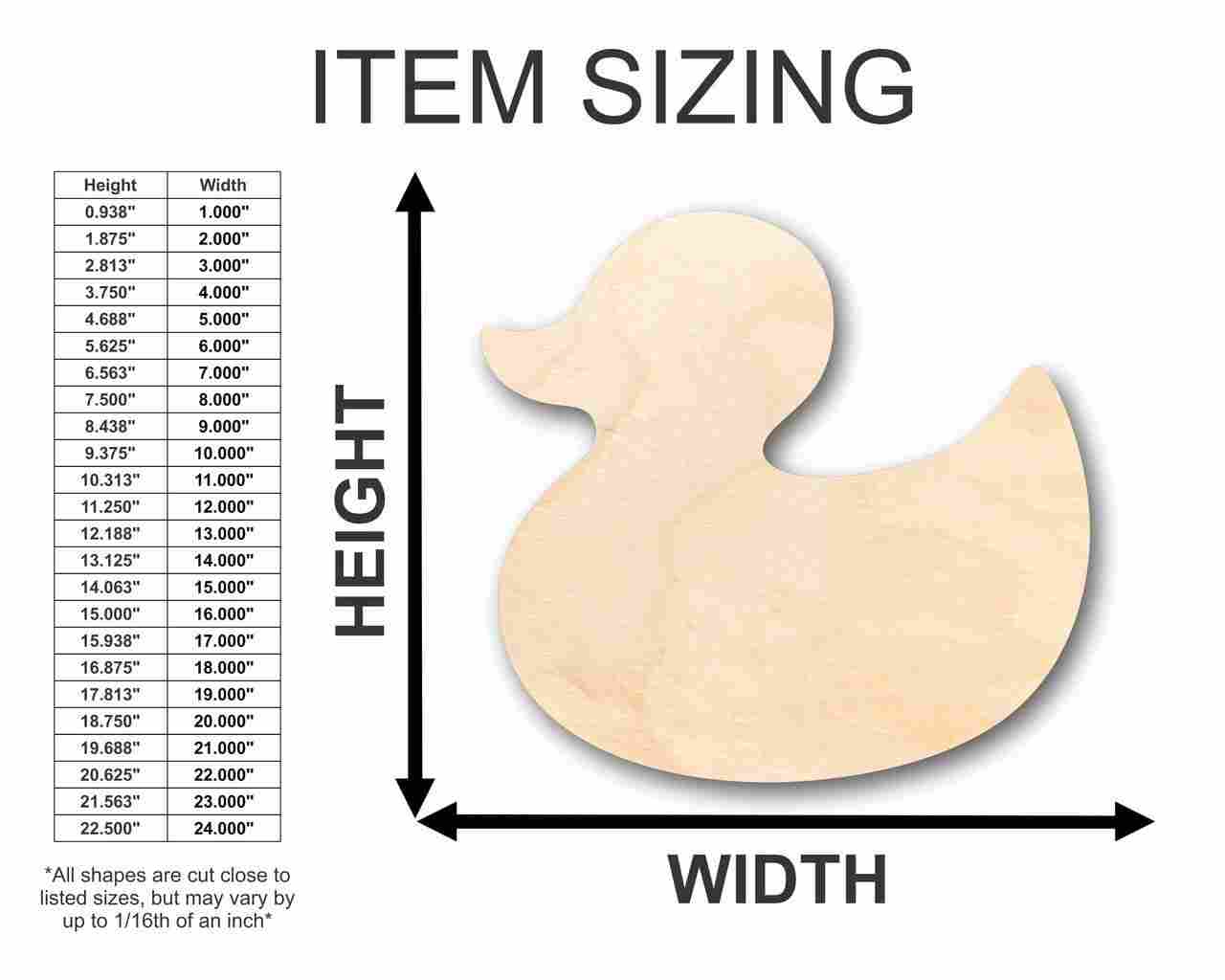 Unfinished Wood Craft - Rubber Duck Shape Ideal for Bath Time and Nursery Decor with up to 46 DIY Options