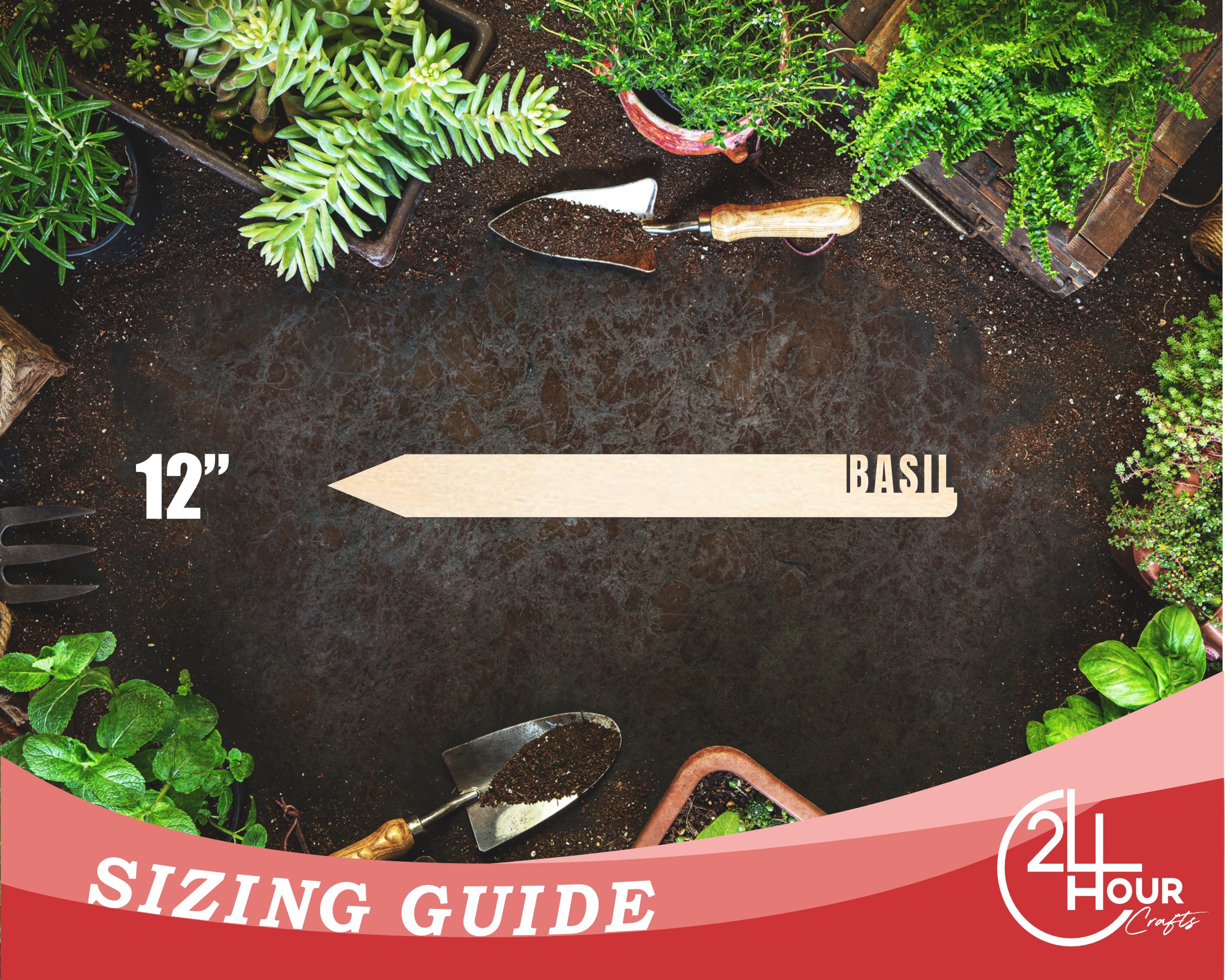 DIY Unfinished Baltic Birch Basil Garden Stake - Up to 24 Pieces for Crafting