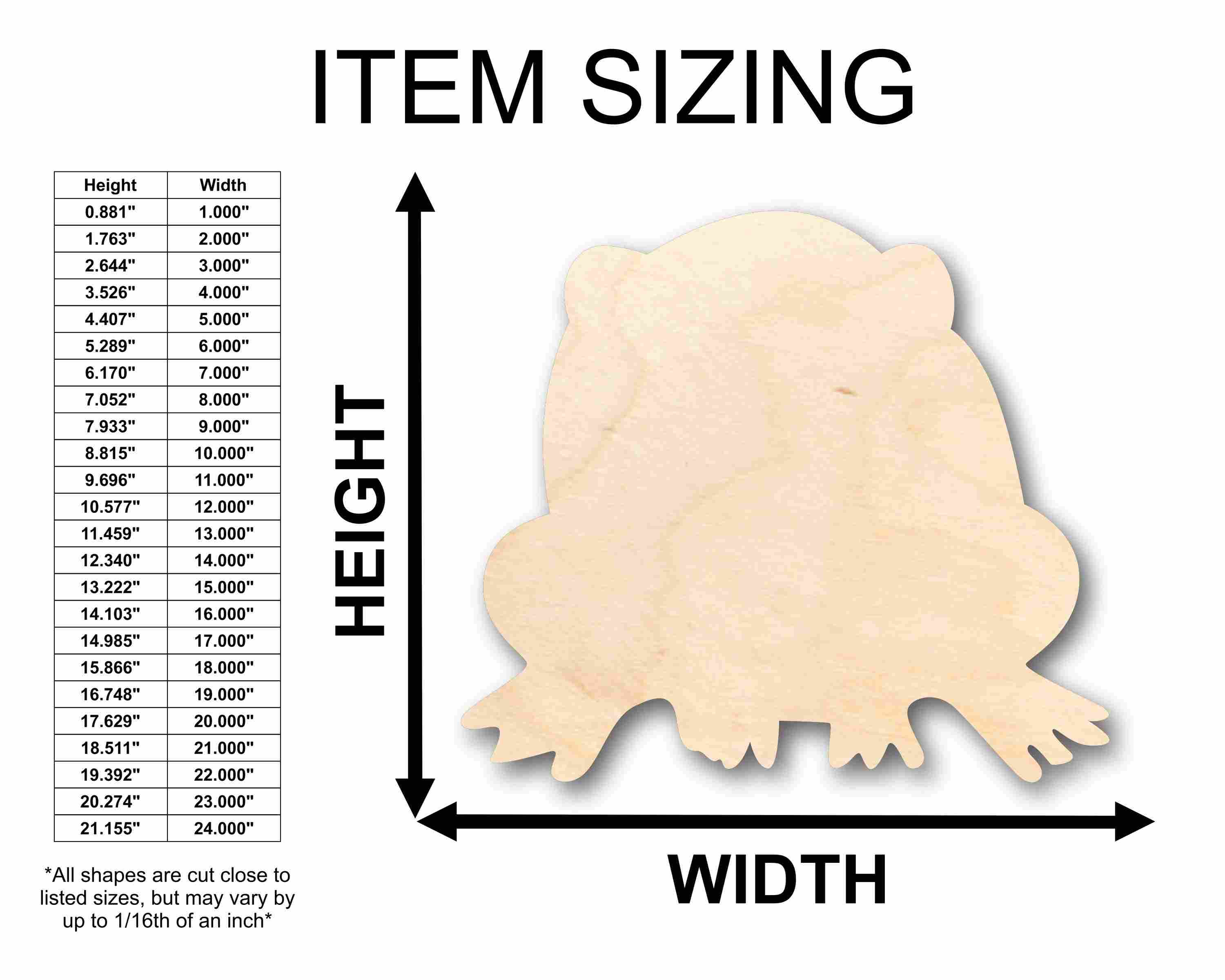 DIY Unfinished Sanded Wood Toad Silhouette - Up to 46 Craft Projects