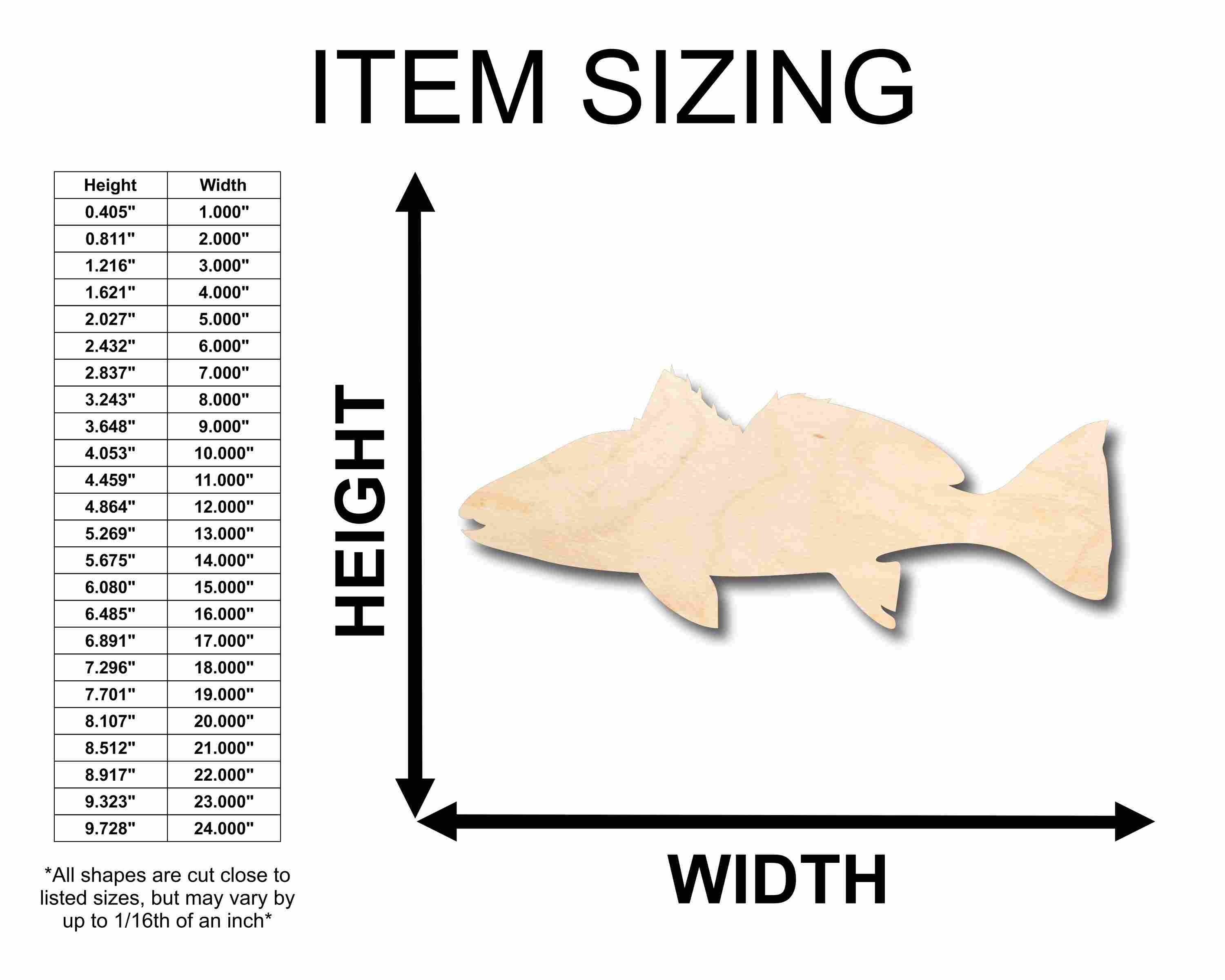DIY Unfinished Red Drum Fish Wood Silhouette - Up to 46 Inches for Crafts