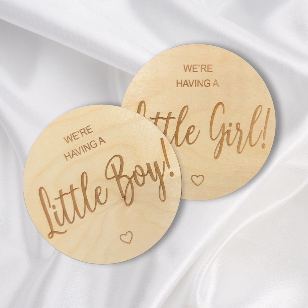 1/4 Thick Engraved Round Wood Cutout for Celebrating Baby Girl's Arrival