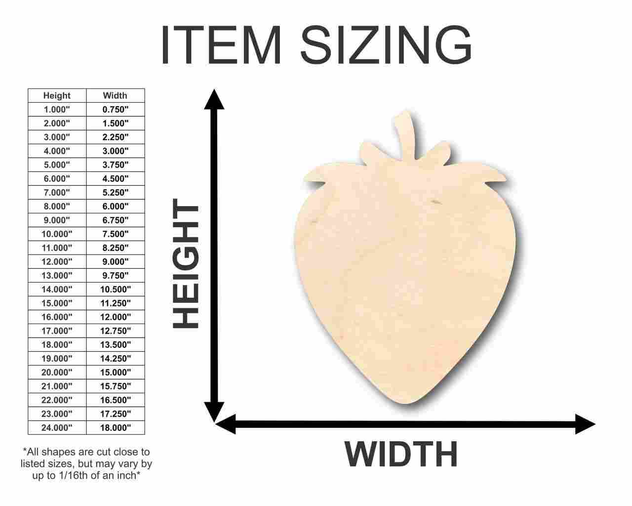 DIY Unfinished Wood Strawberry Shapes for Crafts, Sizes up to 46